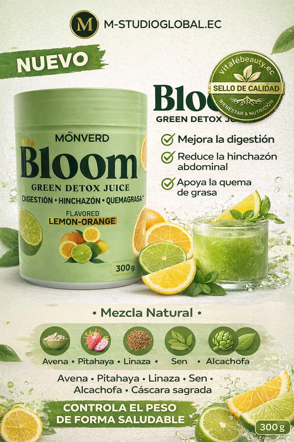 🌿BLOOM – GREEN DETOX JUICE 300 g | MONVERD - Image 1