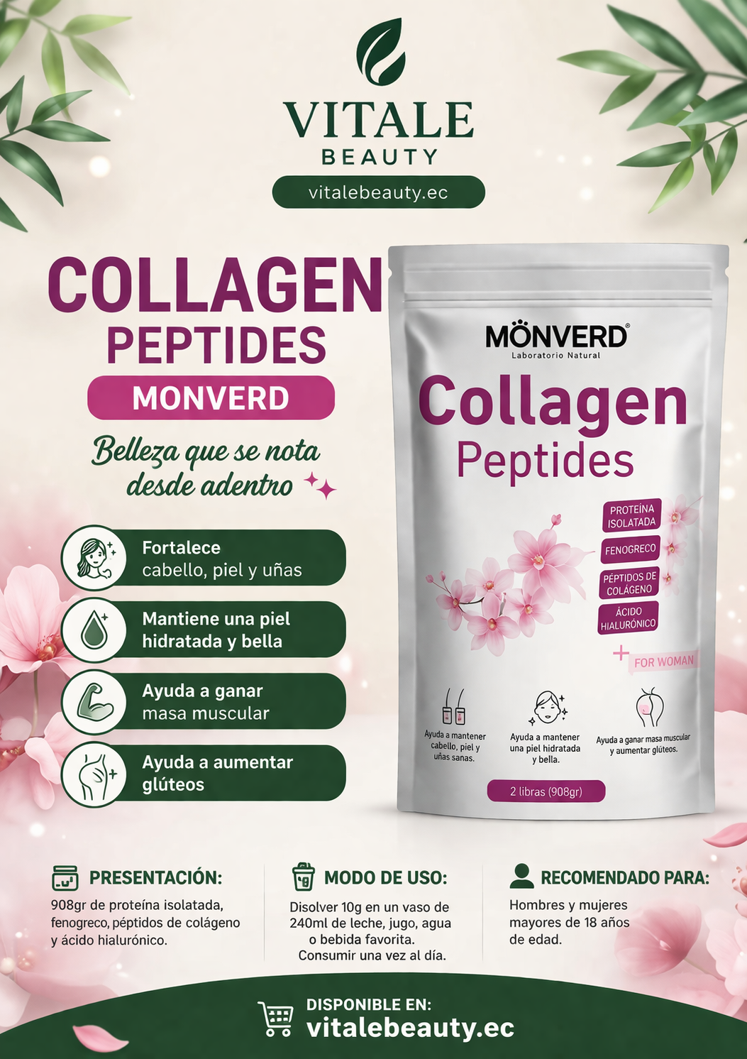 🌸 COLLAGEN PEPTIDES MONVERD 908GR - Image 1