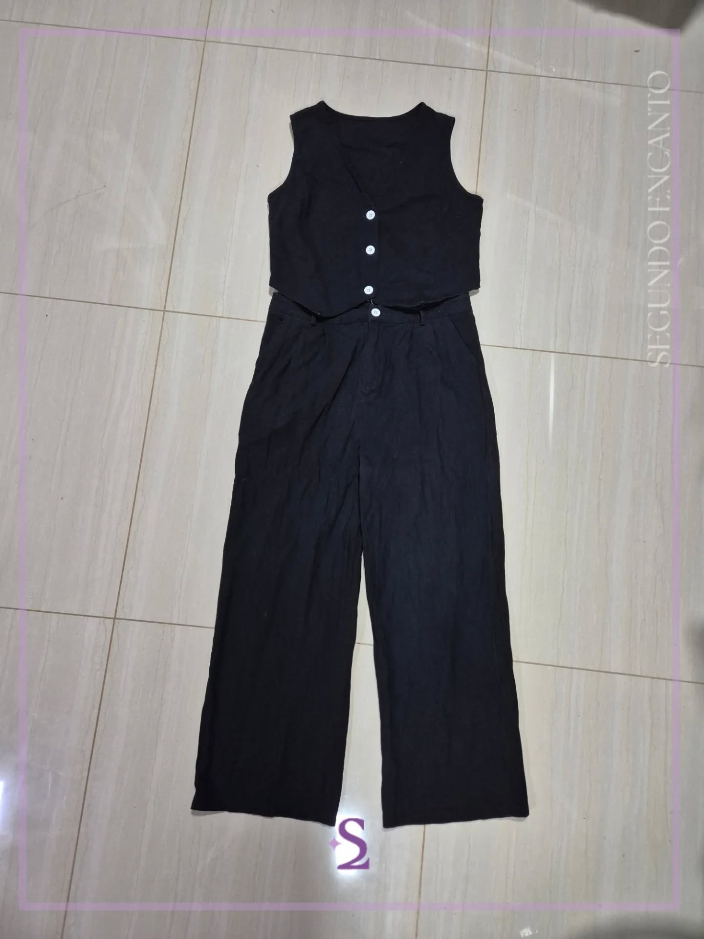 Conjunto chaleco y pantalon negro L/M - Image 5