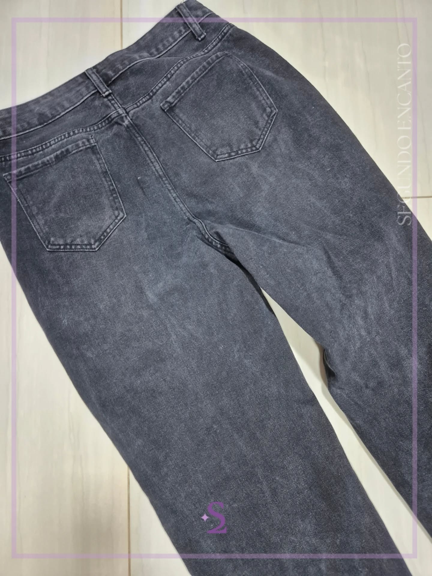 Jeans rotos color negro lavado L - Image 2