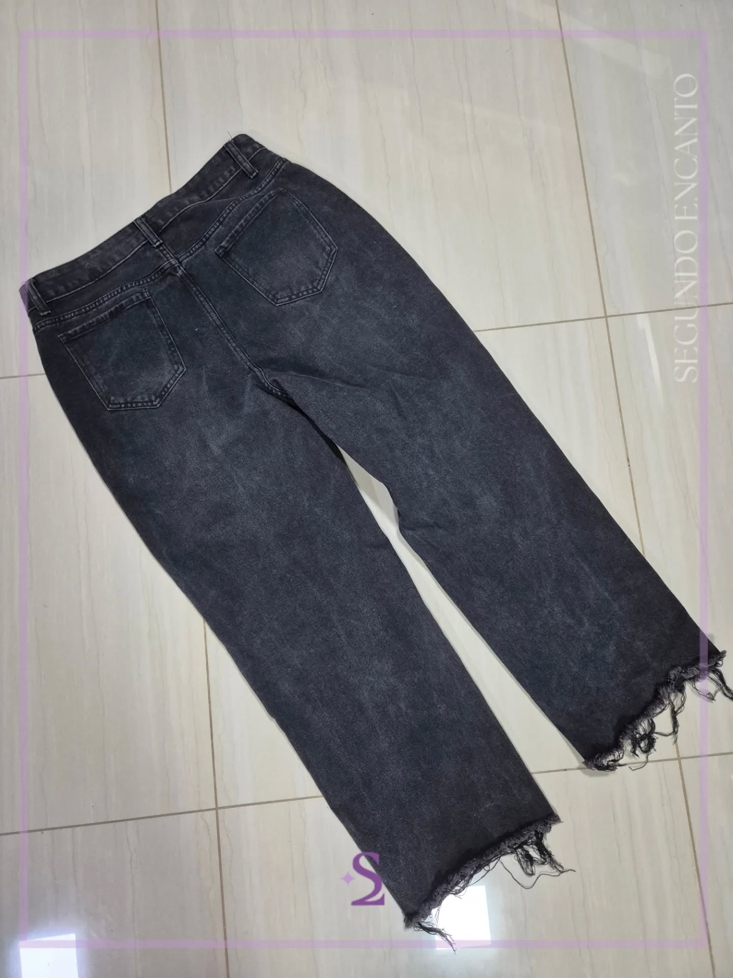 Jeans rotos color negro lavado L - Image 5