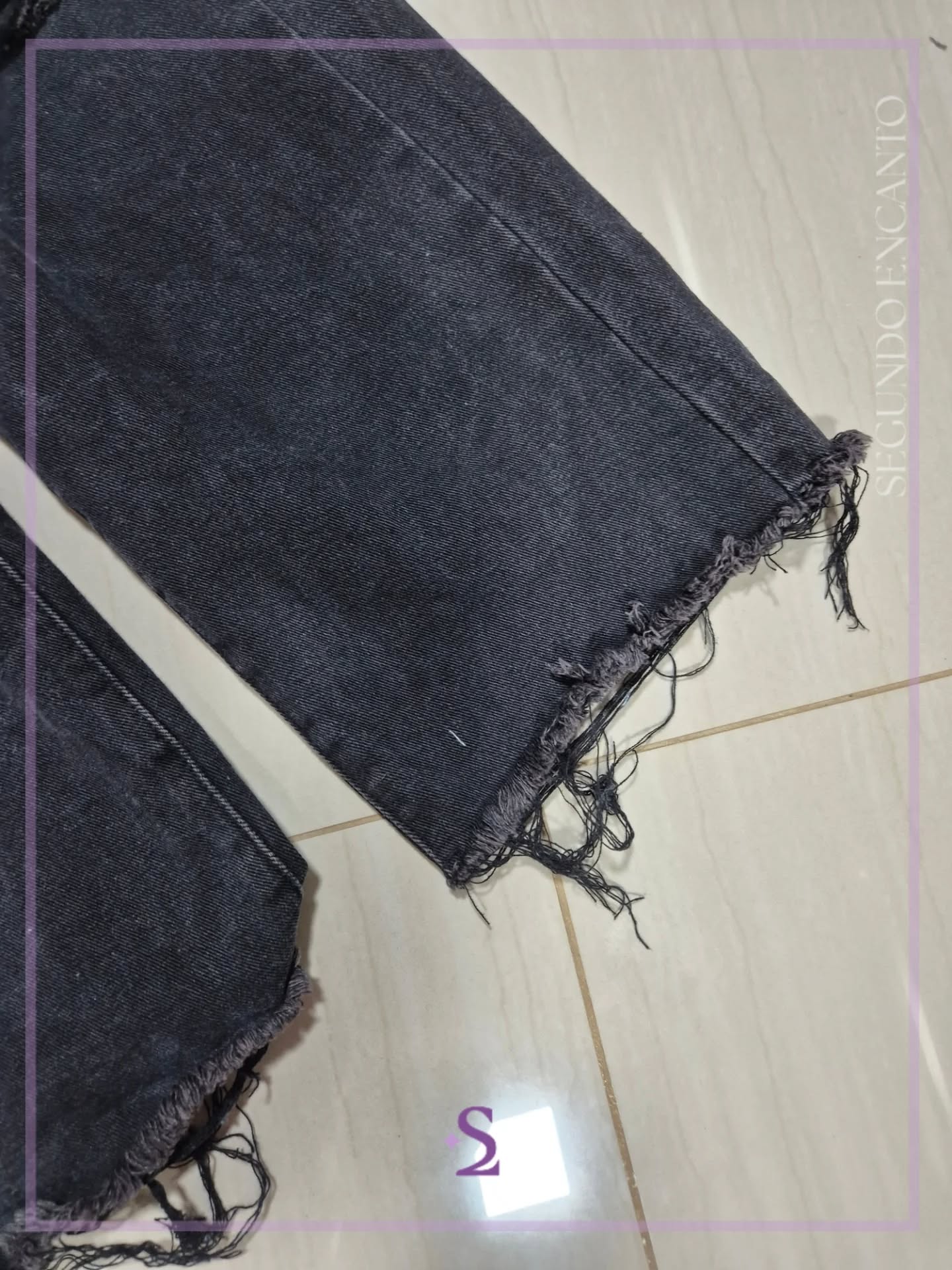 Jeans rotos color negro lavado L - Image 6