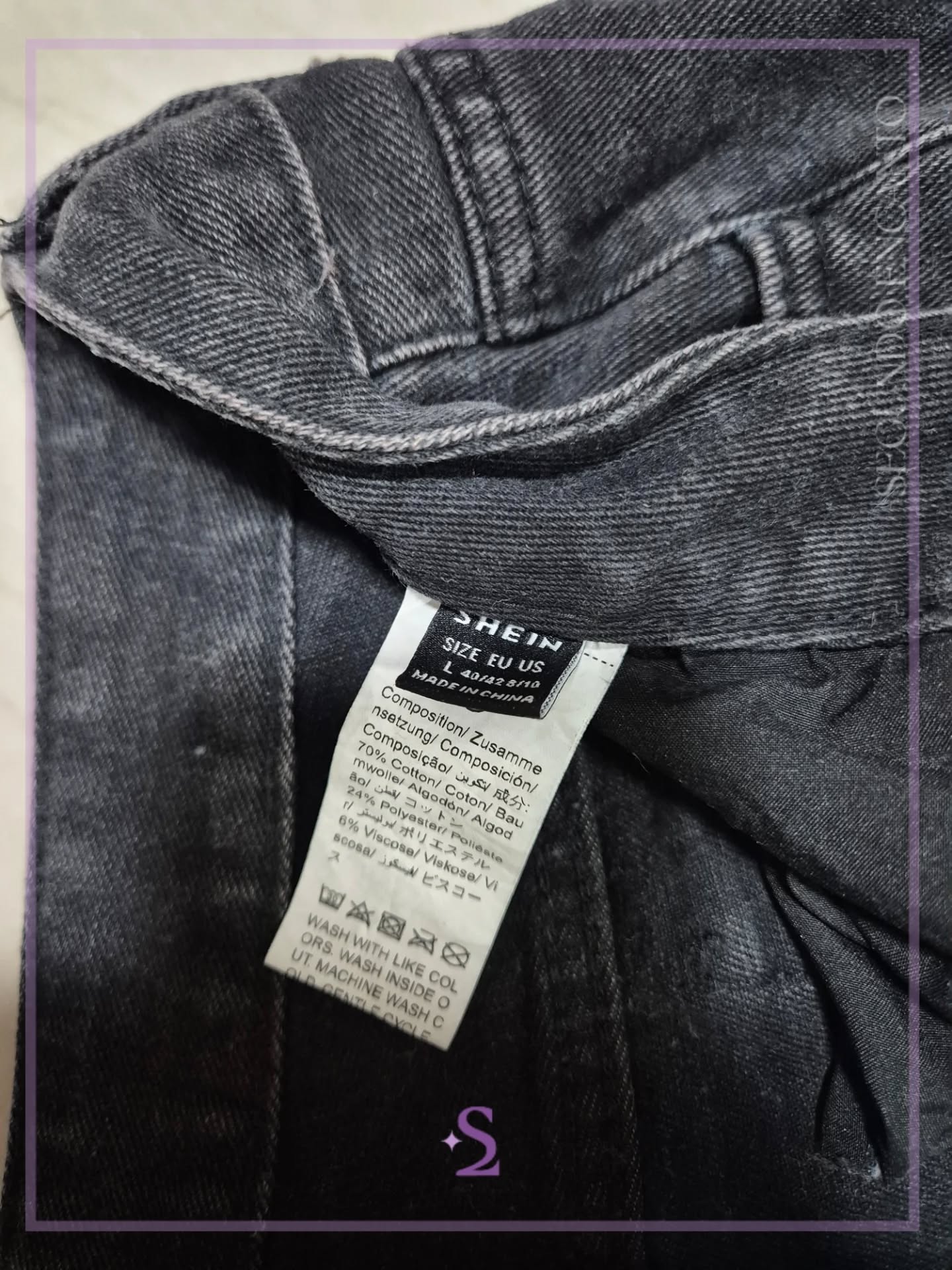 Jeans rotos color negro lavado L - Image 7