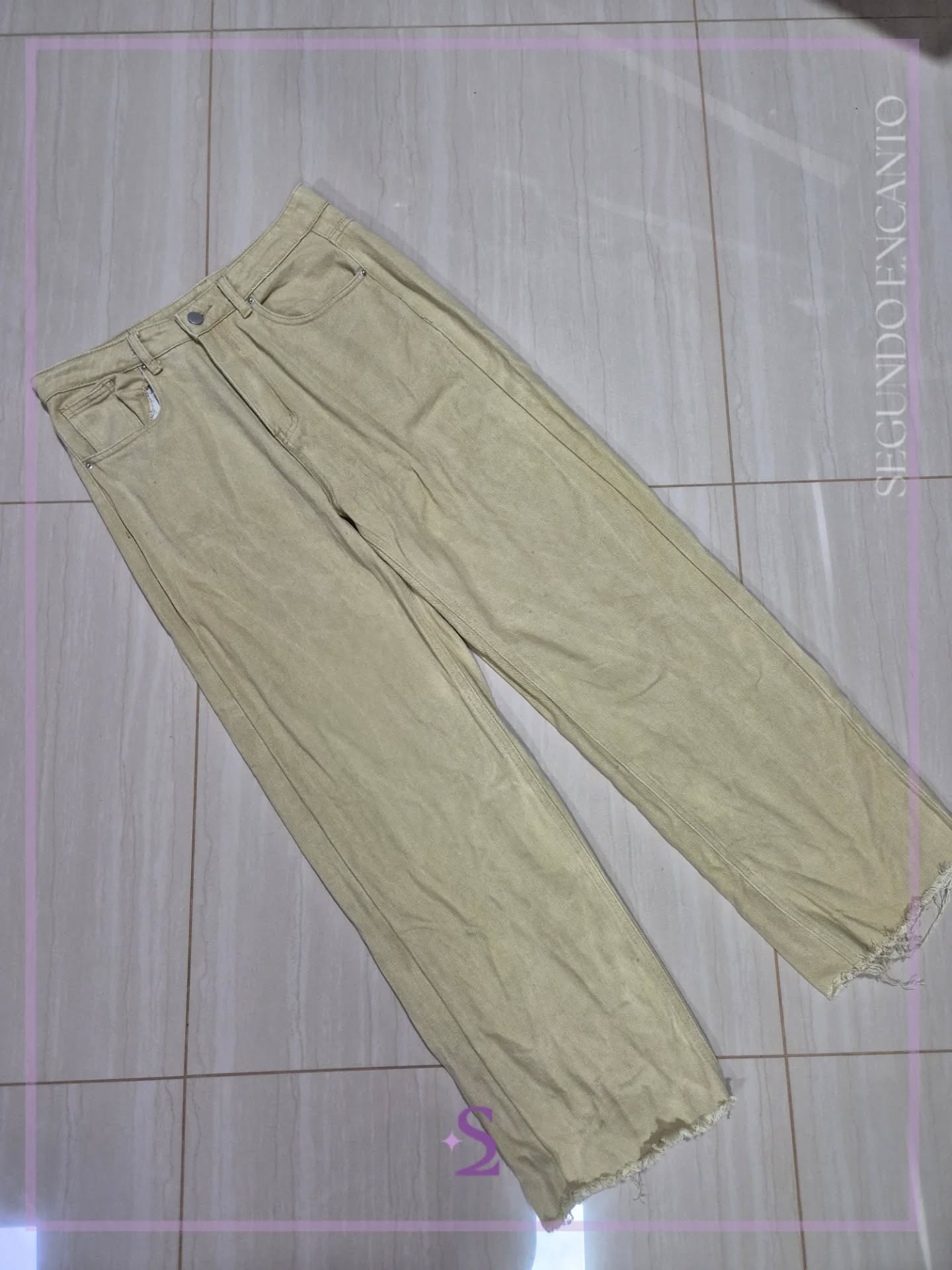 Pantalones tono verde oliva claro L - Image 1