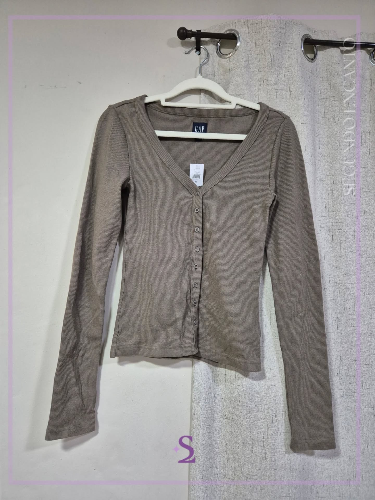 Camisa marron manga larga de botones XS - Image 1