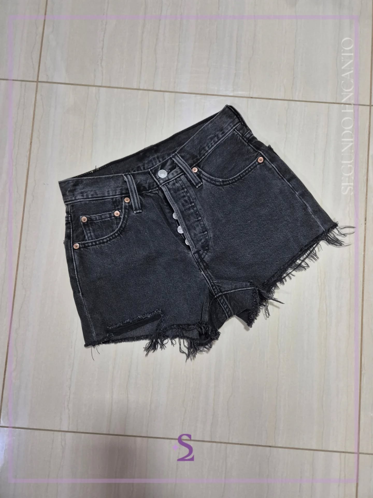 Short mezclilla color negro w24 s/m - Image 1