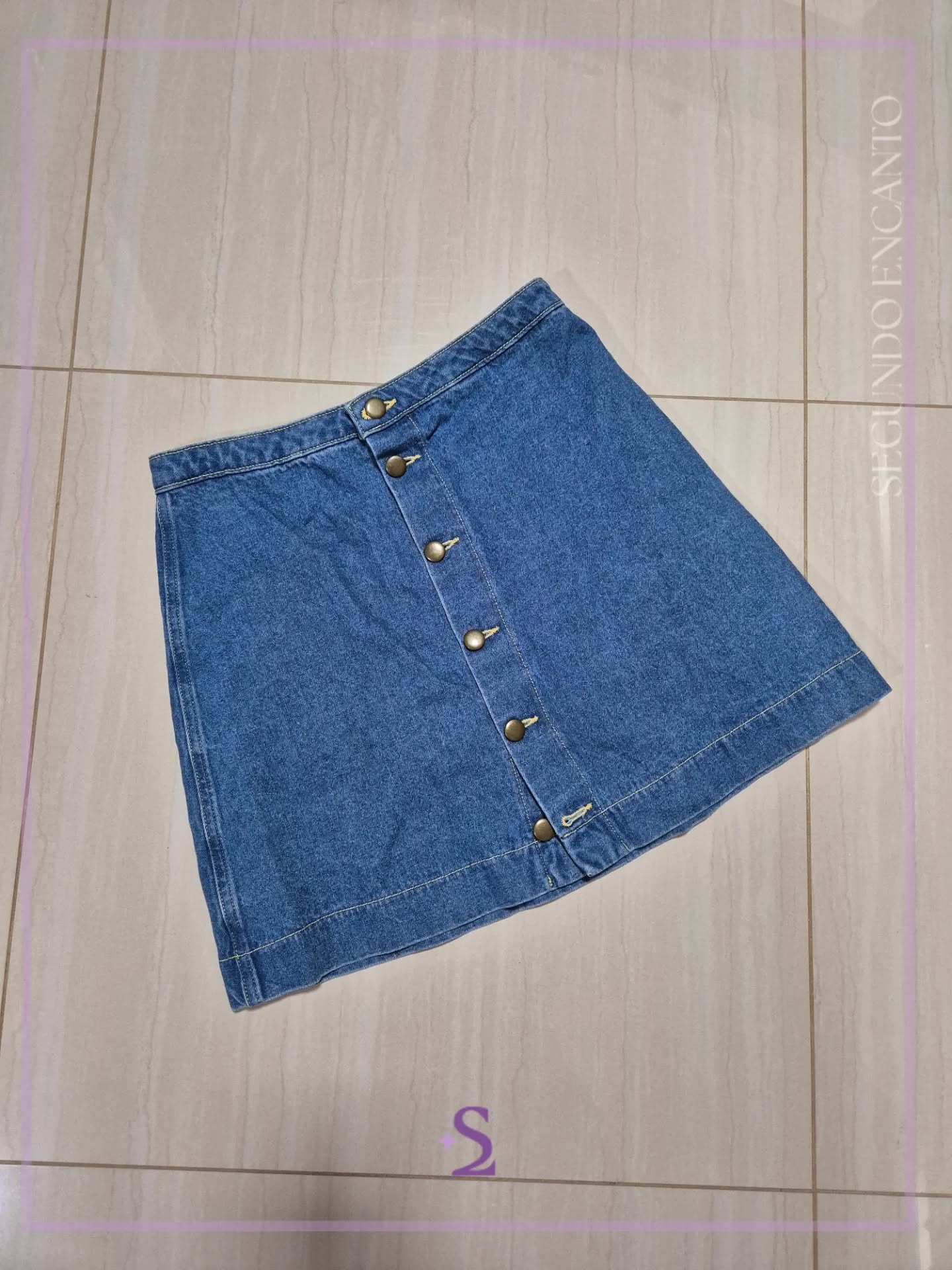 Falda denim botones frontales M - Image 1