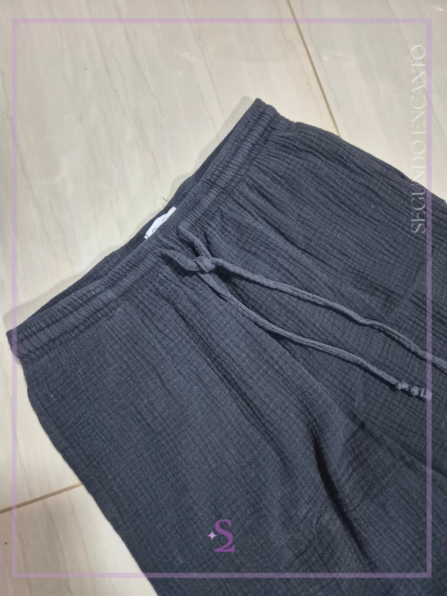 Pantalon de algodon color negro S - Image 3