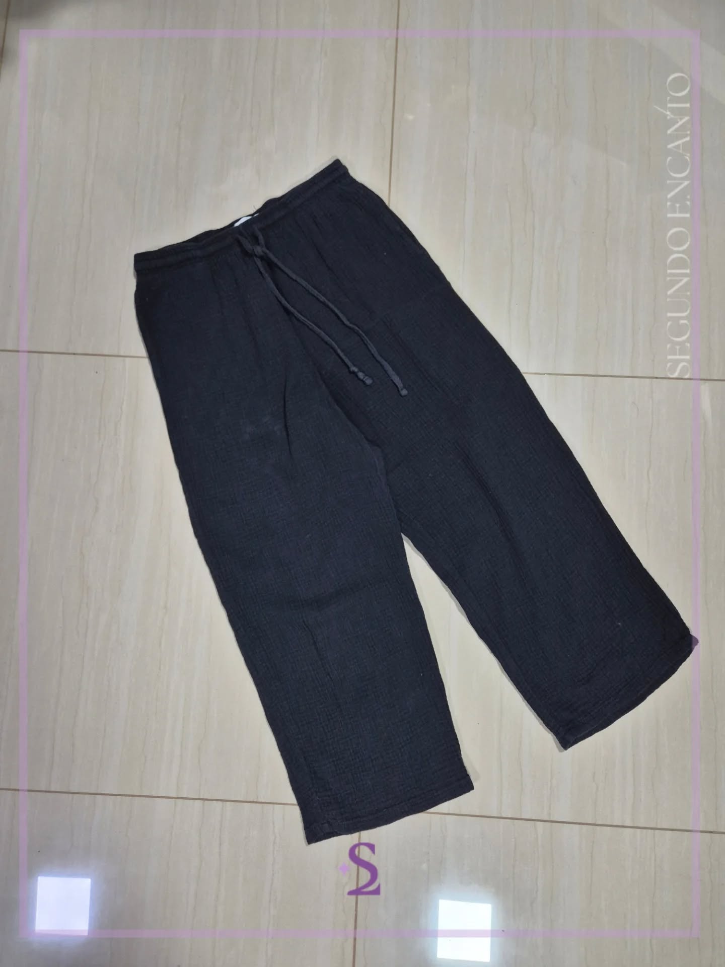 Pantalon de algodon color negro S - Image 1