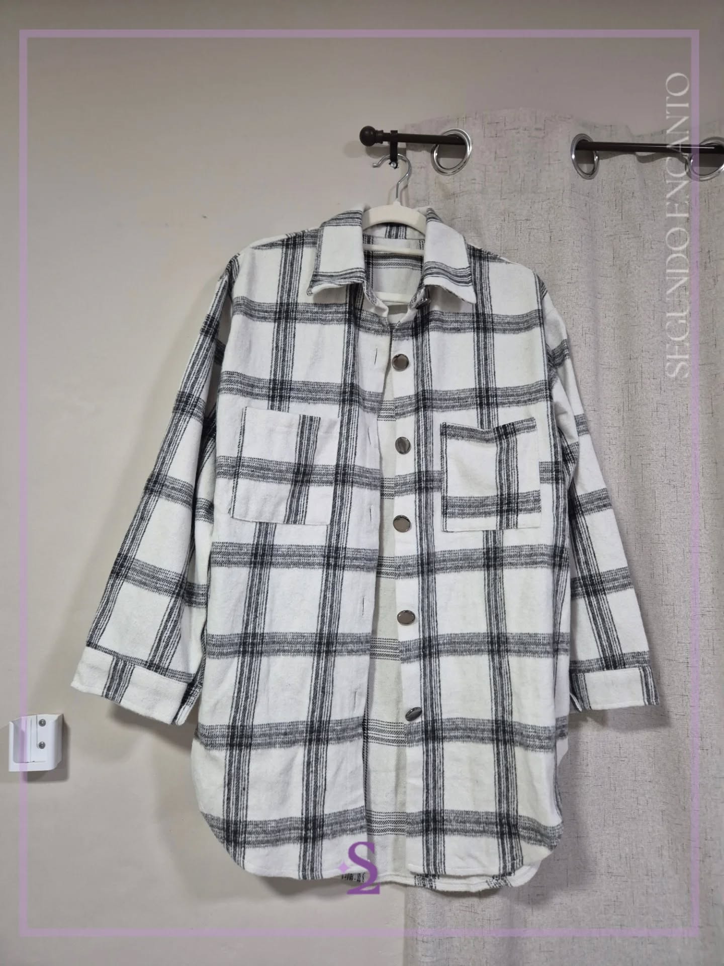 Chaqueta blanco y negro a cuadros M - Image 1