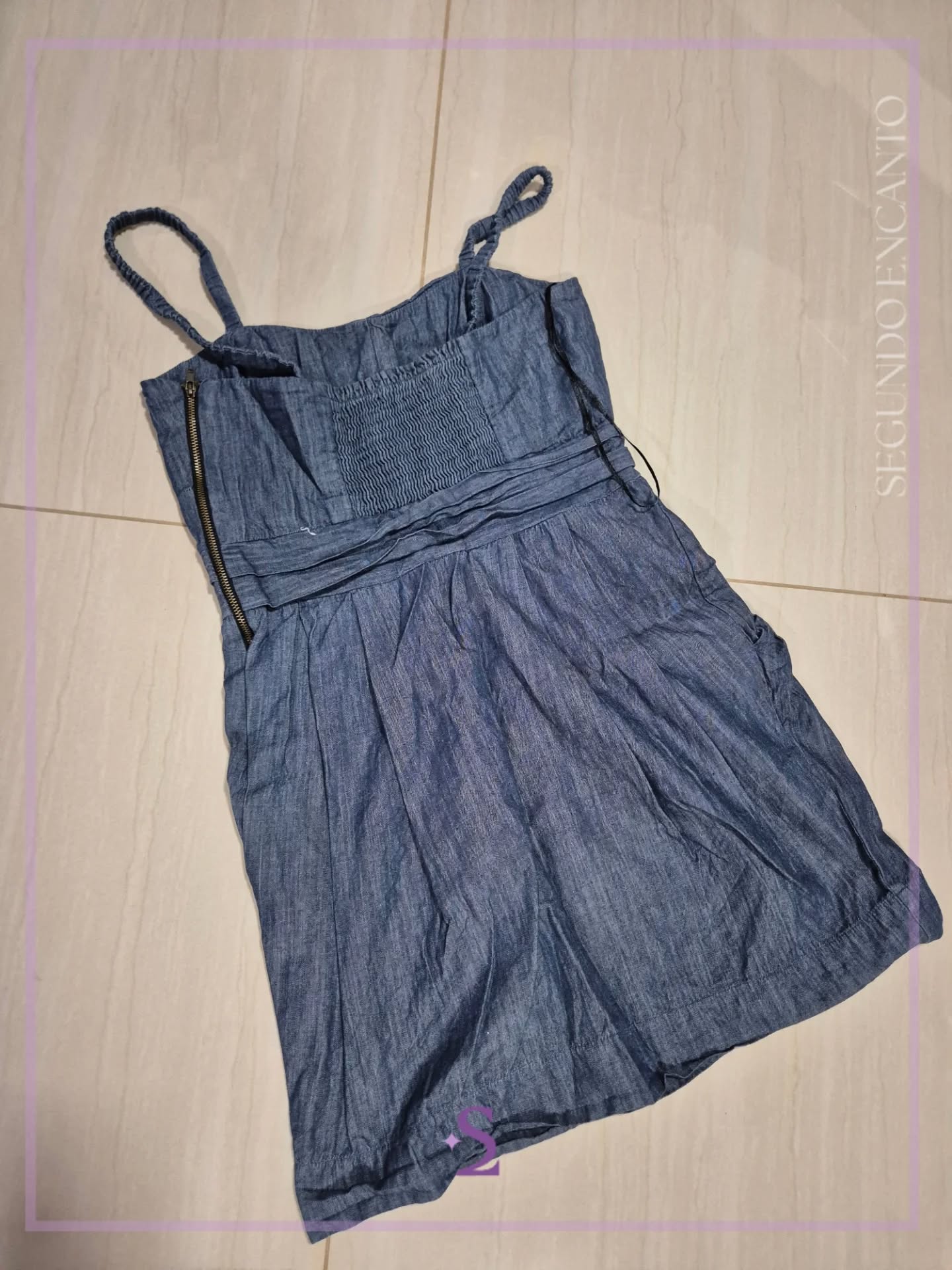 Vestido azul de algodon M - Image 5