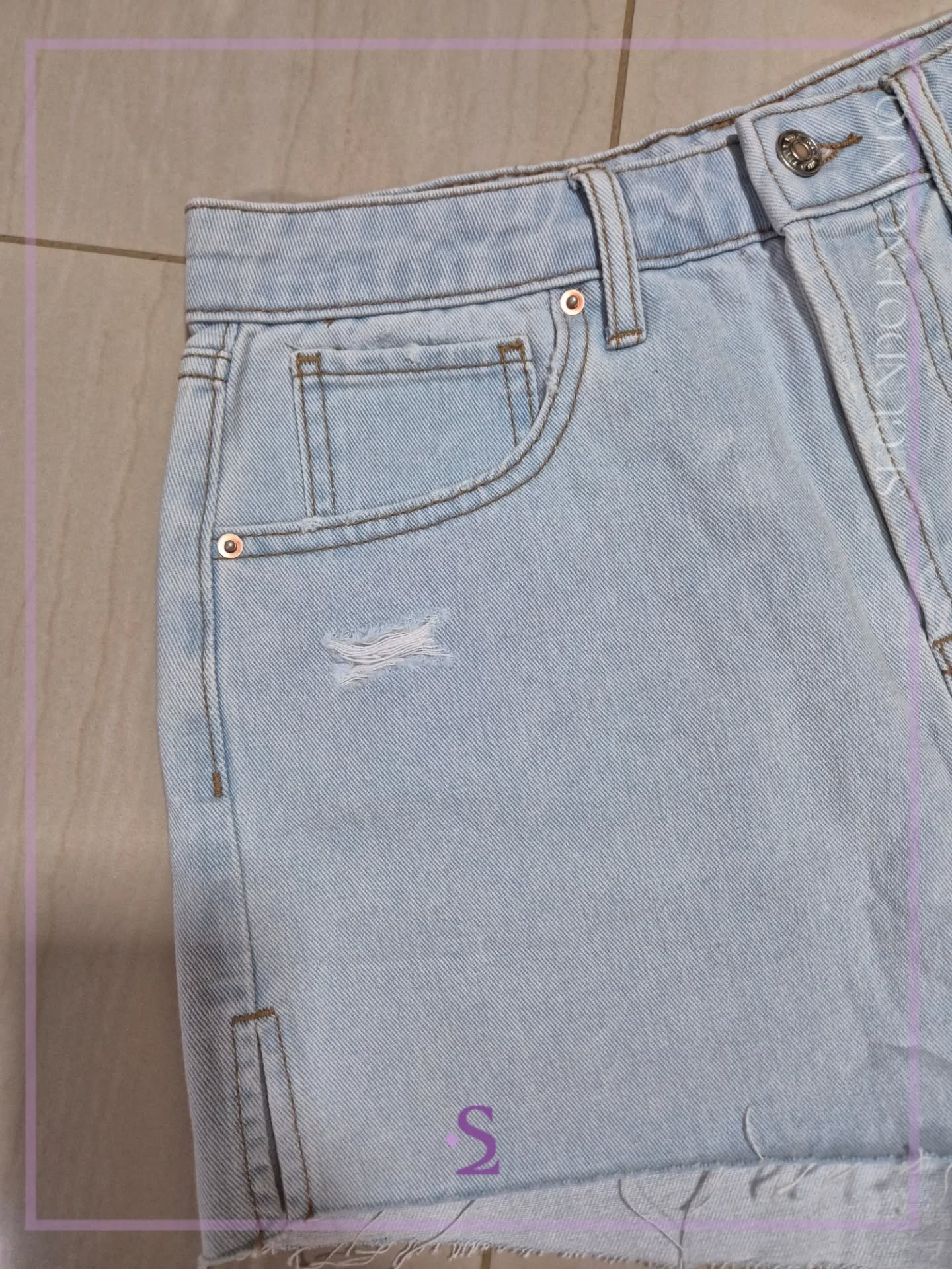 Short denim azul claro XS - Image 2