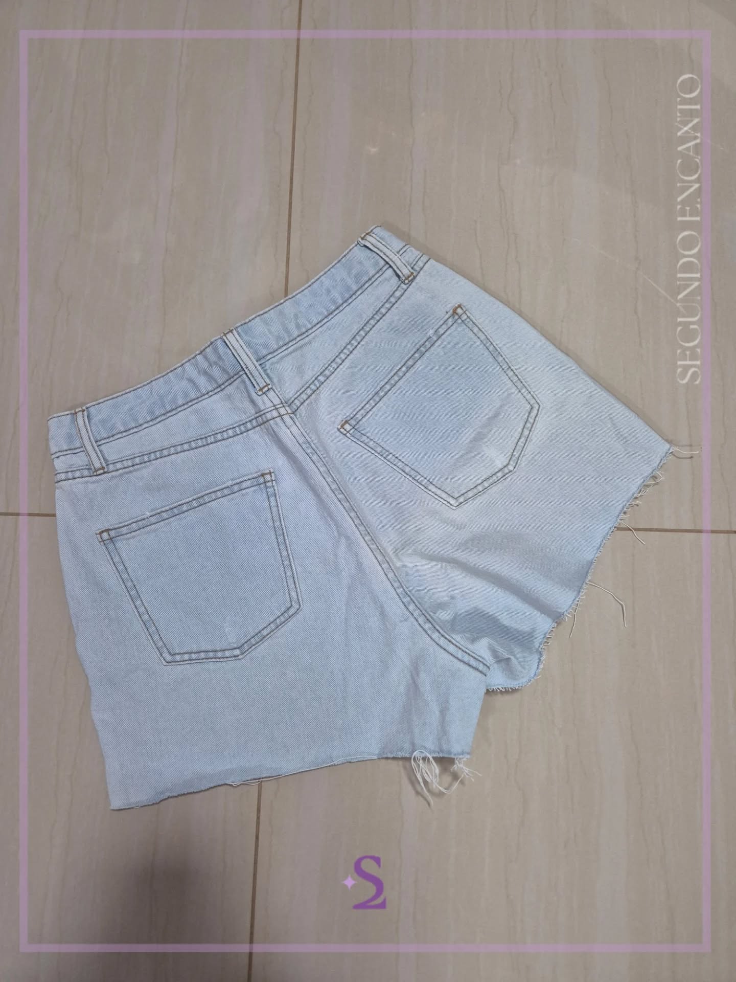 Short denim azul claro XS - Image 3