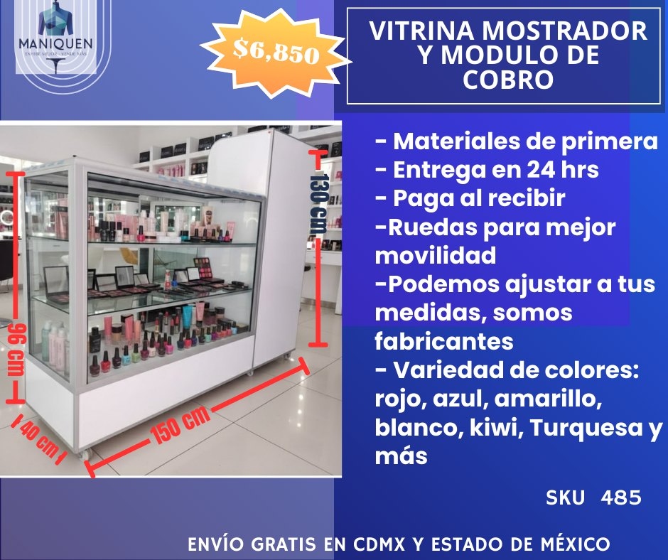 Vitrina Mostrador Con Modulo De Cobro 1.5 m. de largo sku 485 - Image 4