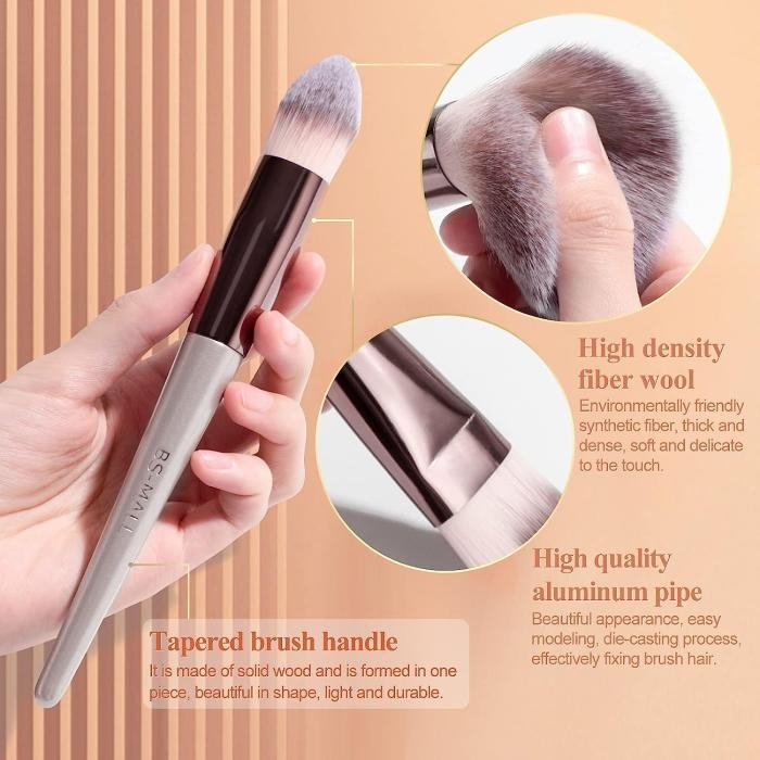 Juego de 18 brochas de maquillaje, base sintética de alta calidad, correctores de polvo, sombras de ojos, brochas de maquillaje con estuche negro - Image 3
