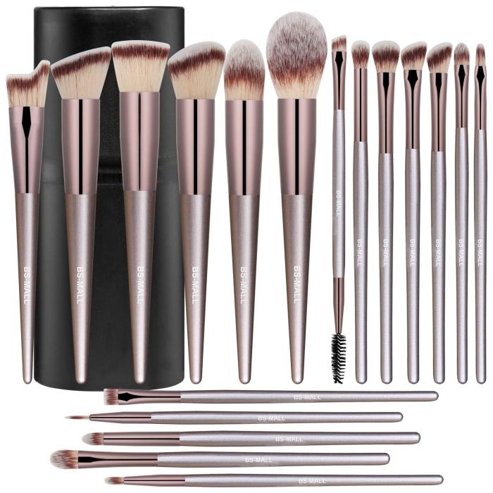 Juego de 18 brochas de maquillaje, base sintética de alta calidad, correctores de polvo, sombras de ojos, brochas de maquillaje con estuche negro - Image 1