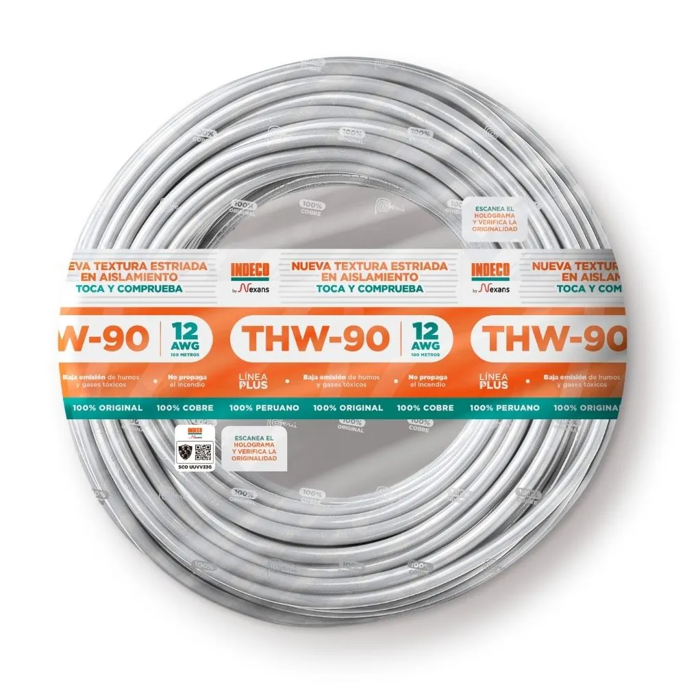 Cable THW-90 +plus 450/750 V 12 AWG 100m Indeco - Image 2