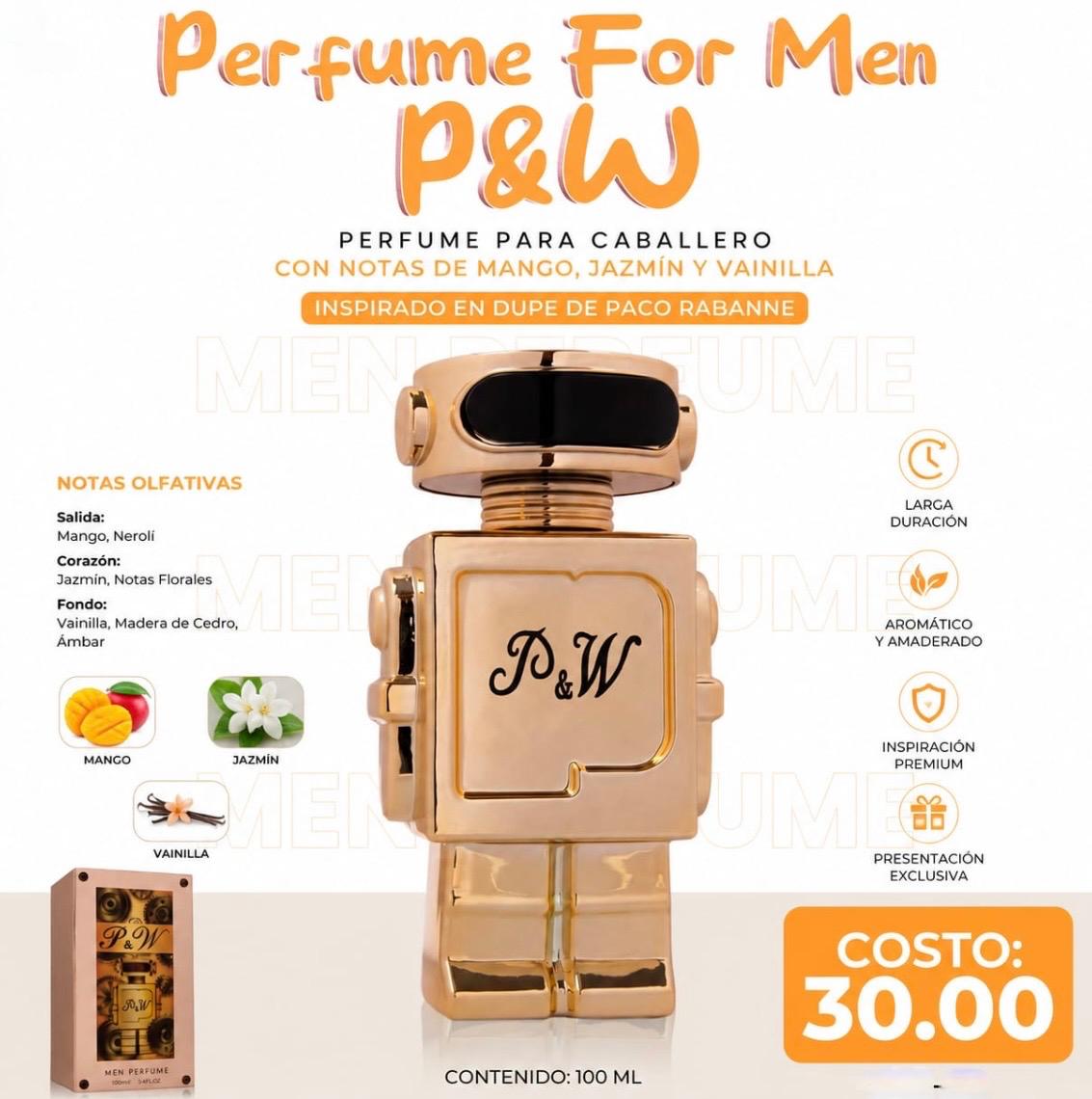 Perfume Hombre P&W 100ml For Men | Inspirado en Dupe de Paco Rabanne - Image 1