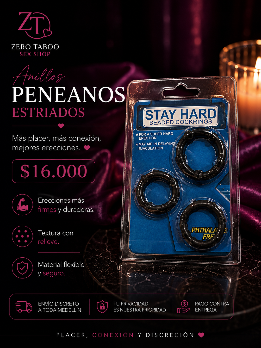 Set de Anillos Texturizados Stay Hard - Image 1
