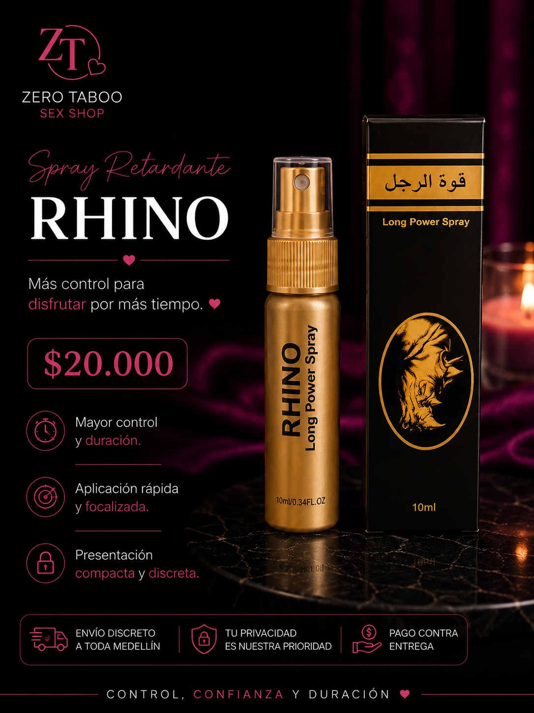 Linea Retardante Masculina Rhino (Spray y Crema) - Image 1