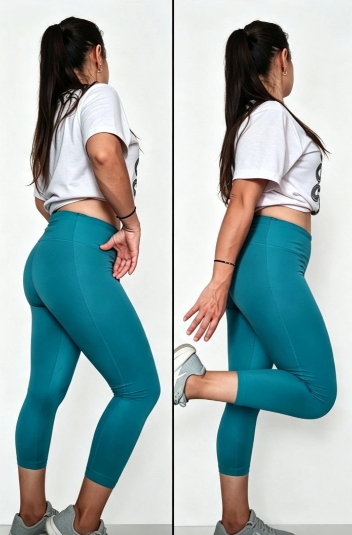 Legging Deportiva Mujer – Color: Azul Petróleo / Verde Azulado (textura lisa, elegante) - Image 1