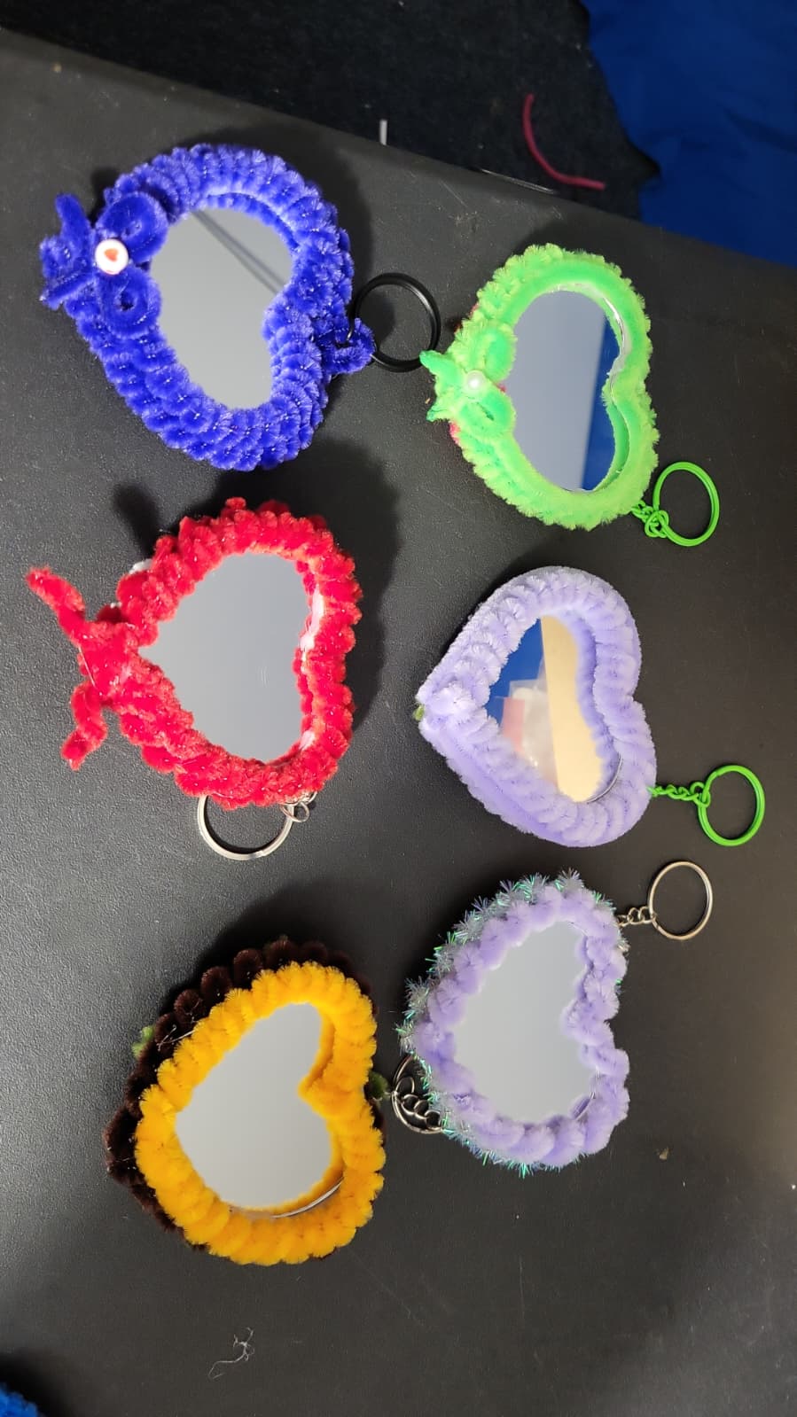 Handmade Heart Mirror Keychains - Image 3