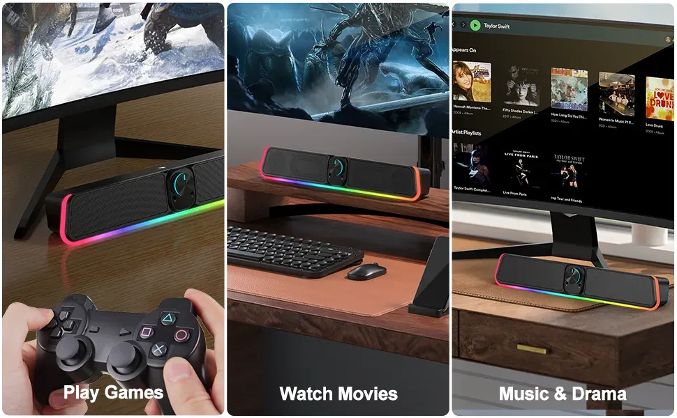 Barra de sonido de computadora Bluetooth con cable USB con RGB para Movil y PC - Image 3