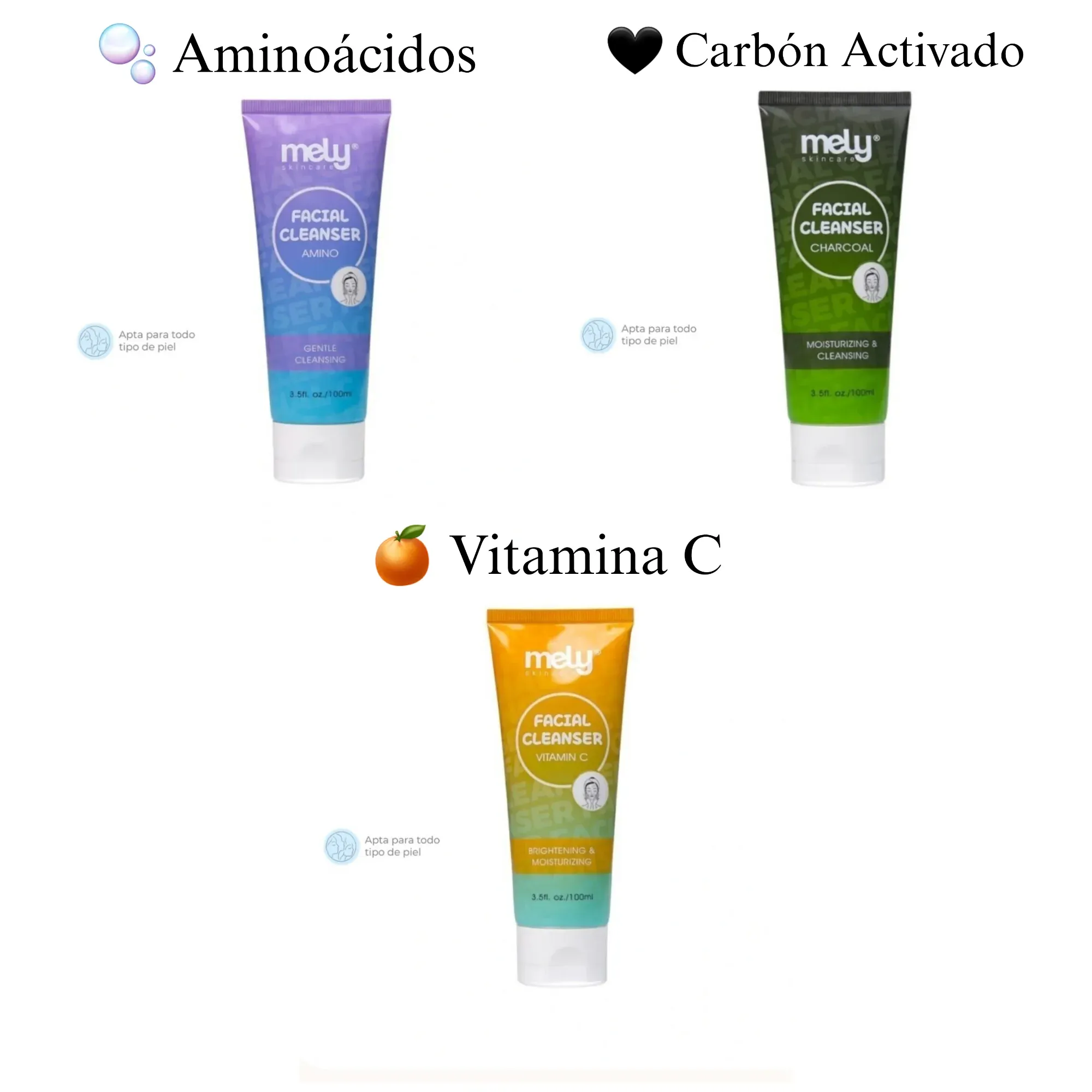 MELY CLEANSER FACIAL (AMINOÁCIDOS/VITAMINA C/CHARCOAL) - 100 ml.  - Image 2