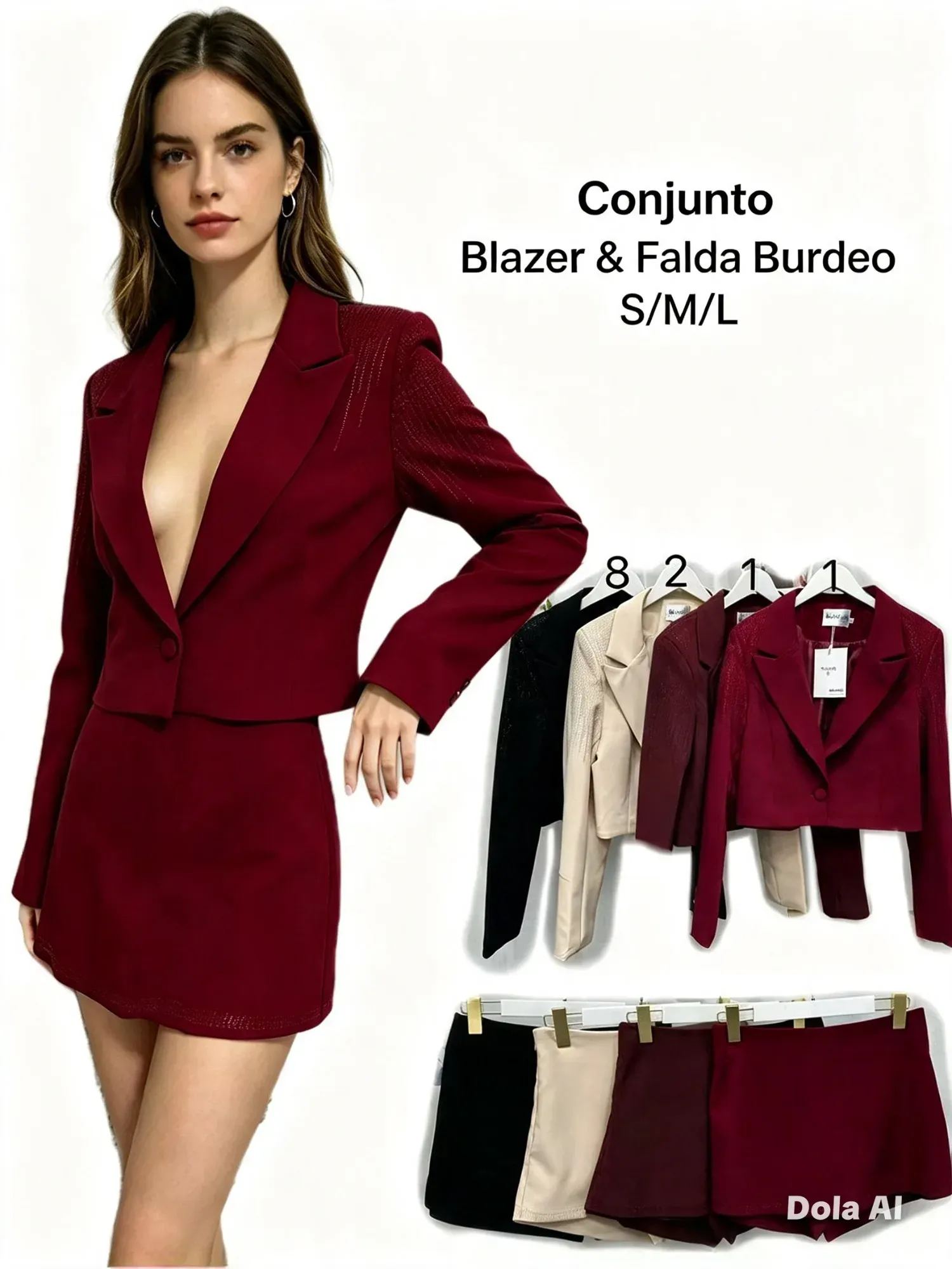 Conjunto Blazer & Falda Burdeo