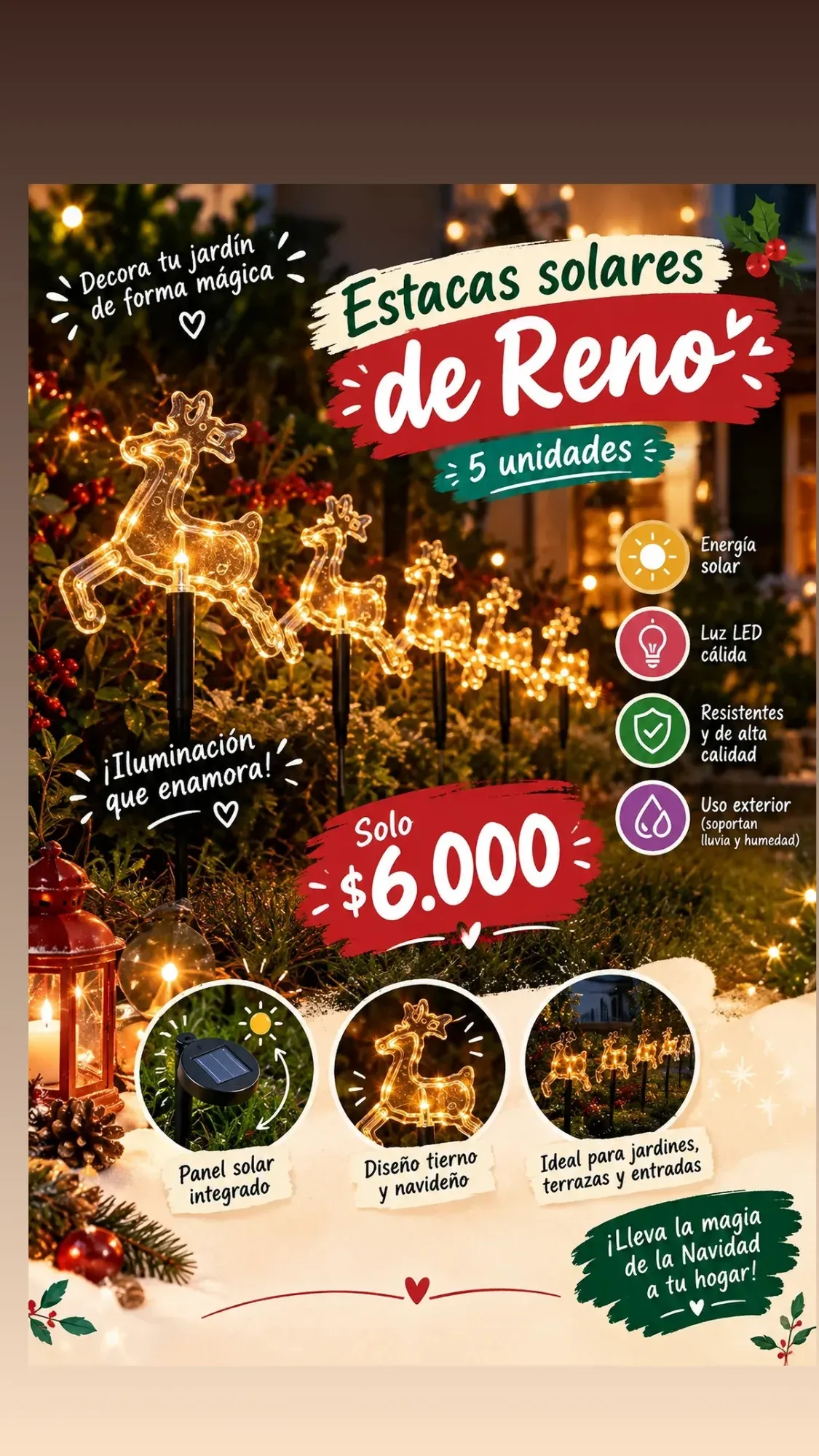 Estacas de reno solares 