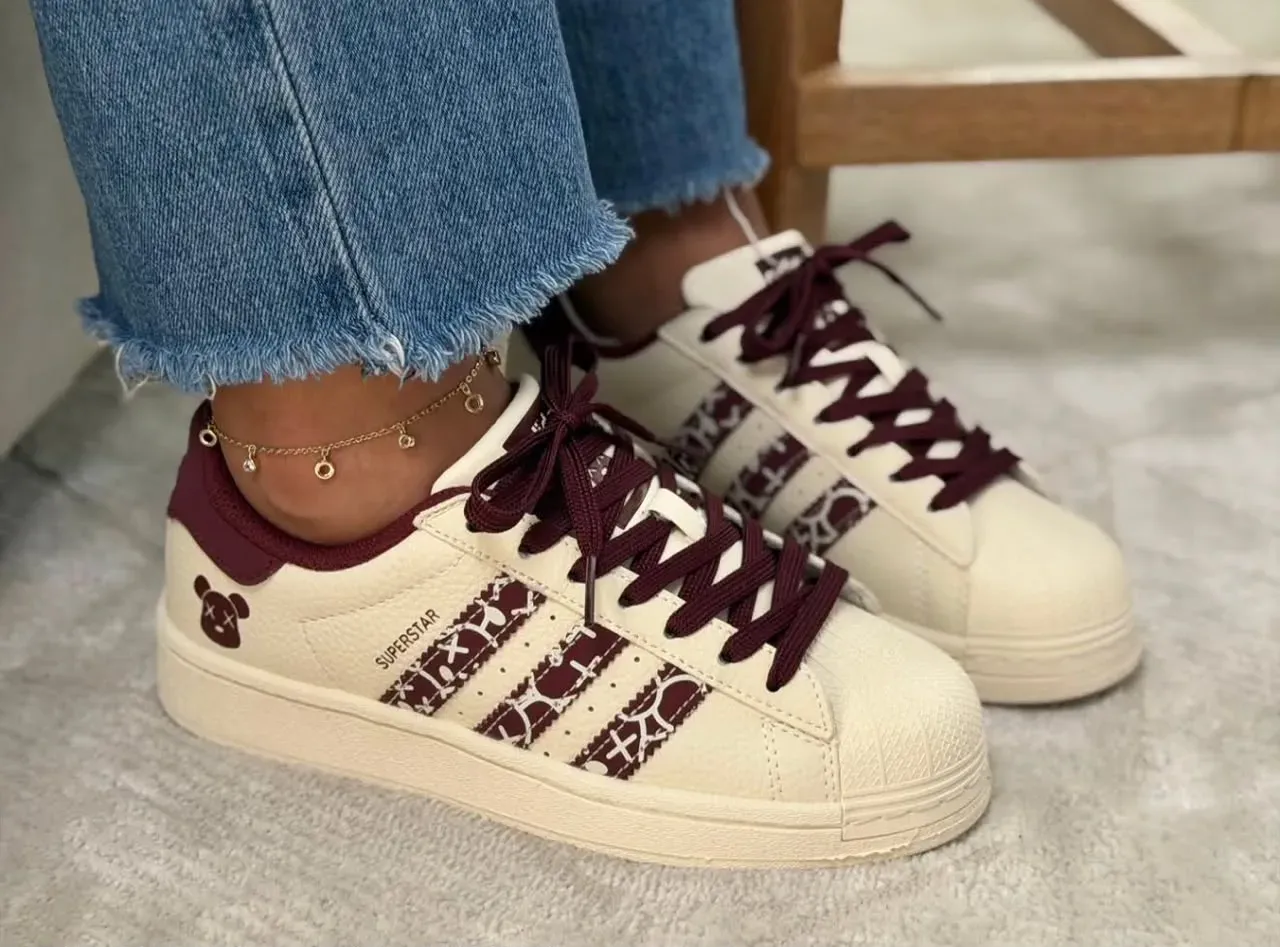 Adidas Superstar Beige Vino Tinto