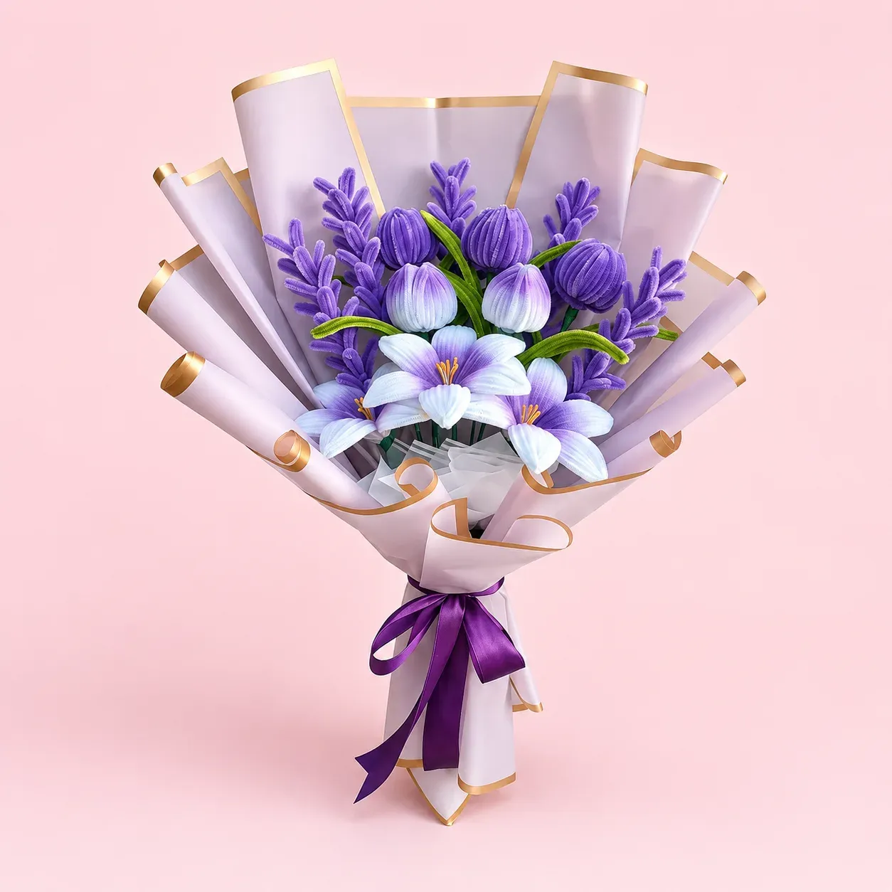 Handmade Purple Floral Bouquet - Image 1