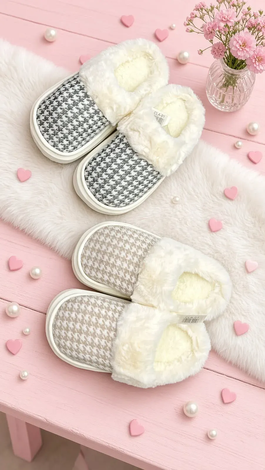 Pantuflas corderito y cuadradas
