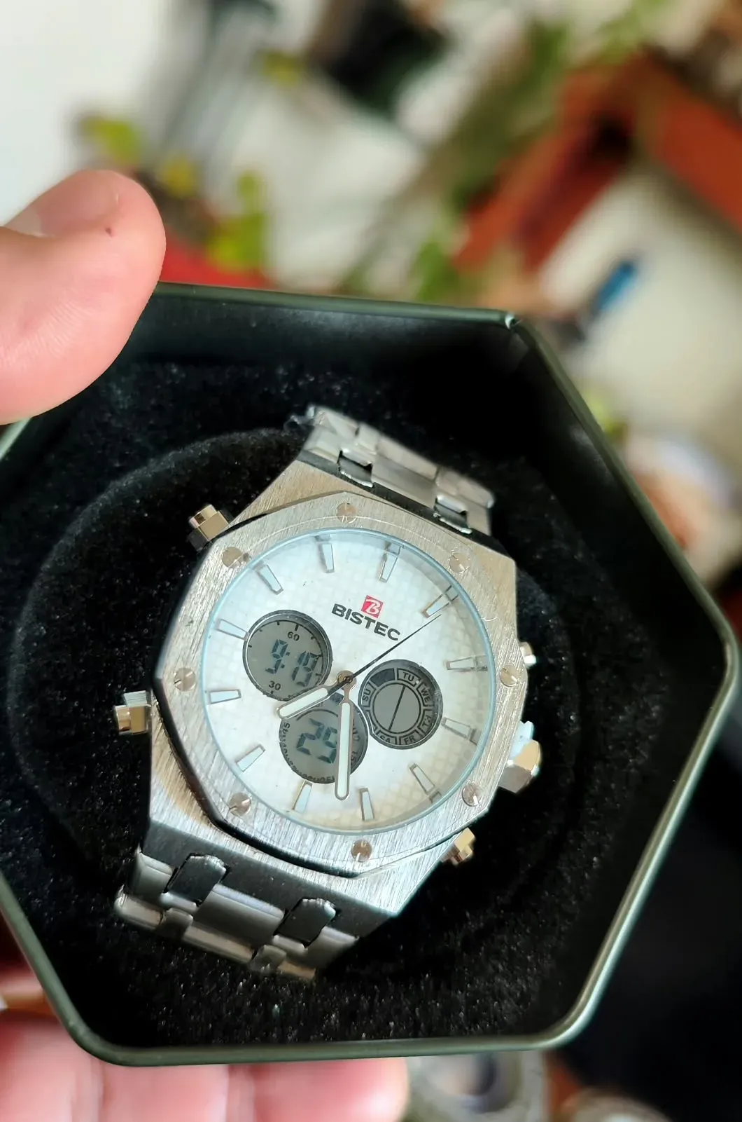 Reloj Bistec Dual Premium – Acero Inoxidable (Diseño Octogonal Executive White)