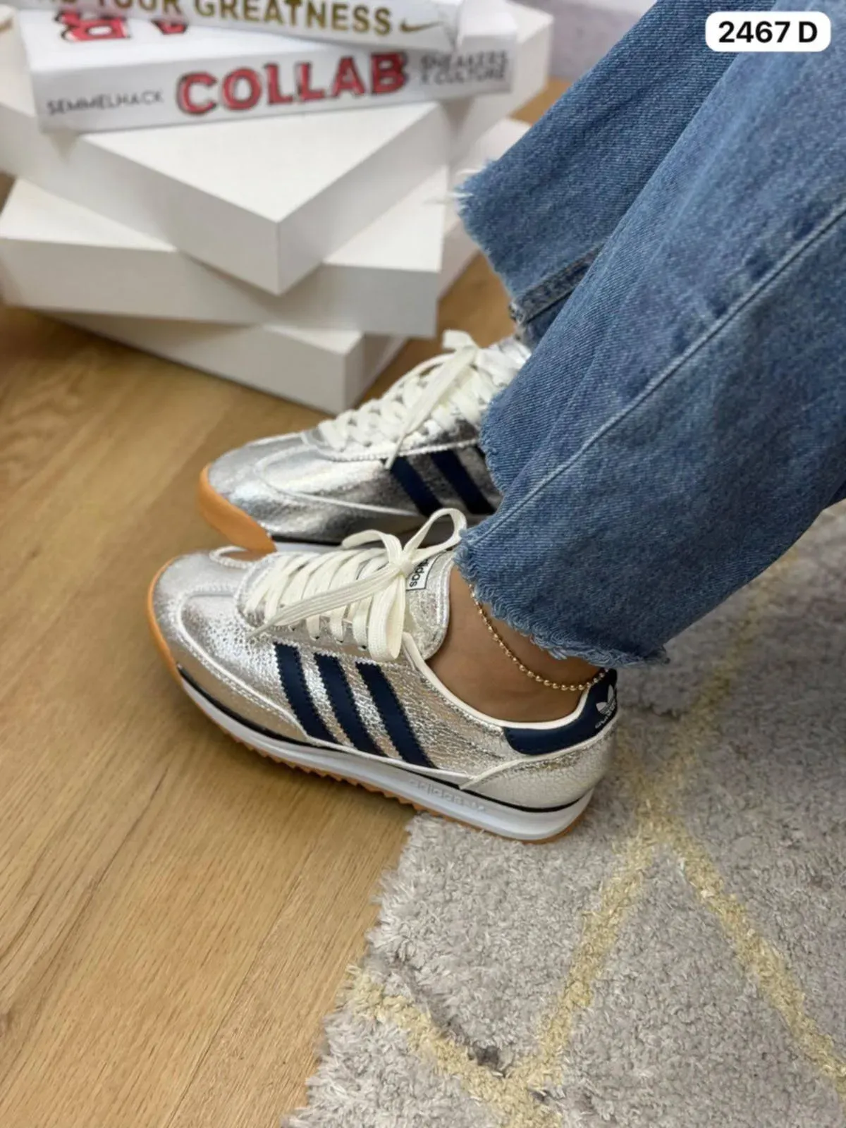 Adidas SL 72 OG - Plateado (Silver Metallic / Collegiate Navy)