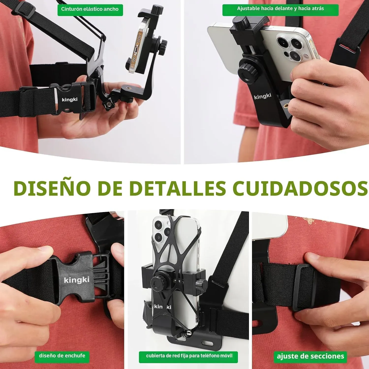 Soporte para teléfono en el pecho con correa de arnés para Iphone y Android - Image 4