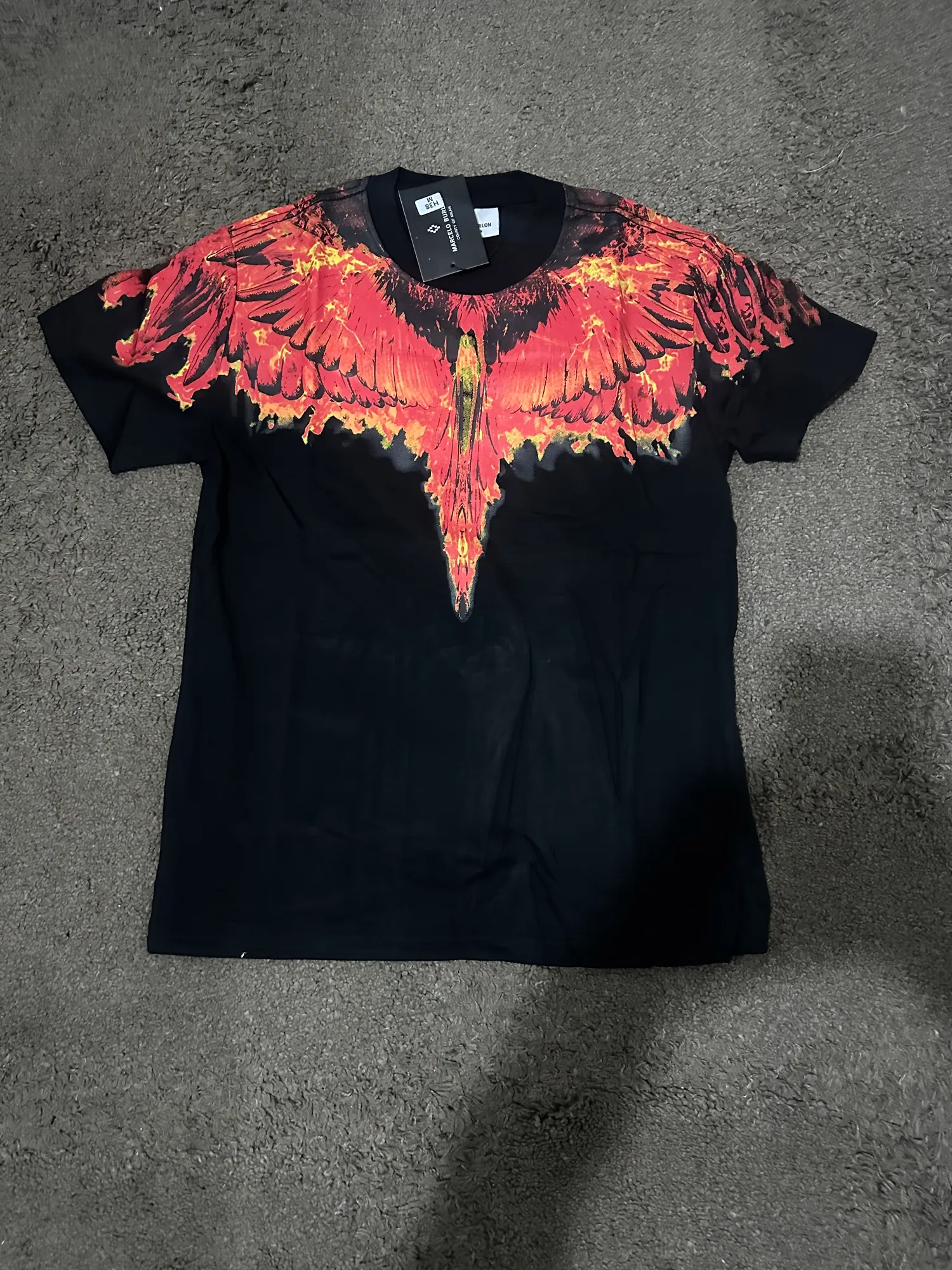 CAMISA MARCELO BURLÓN NEGRA CON NARANJA