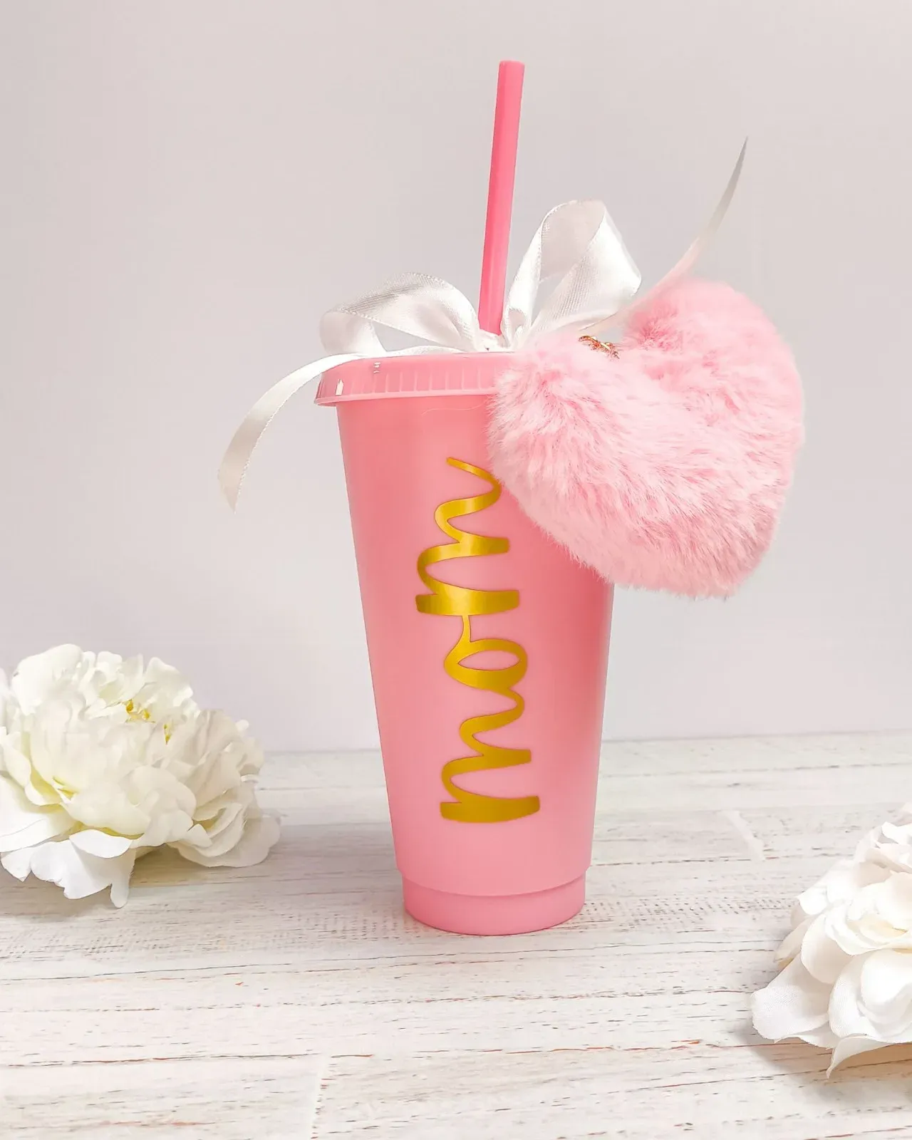 Latidos rosa - Tumbler personalizado + llavero felpa - Image 1