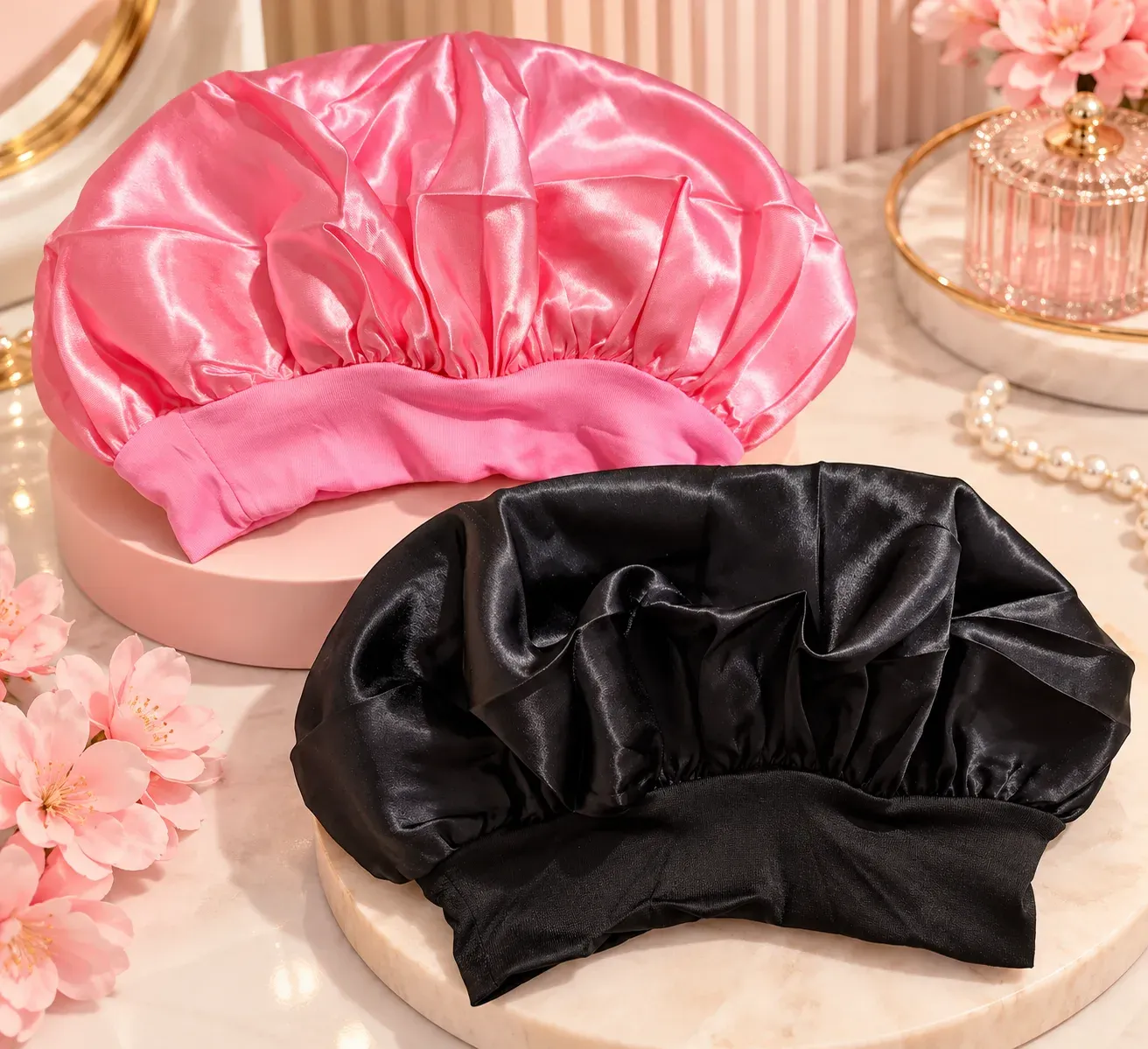 GORRO DE SATÍN PARA DORMIR Y CUIDADO CAPILAR