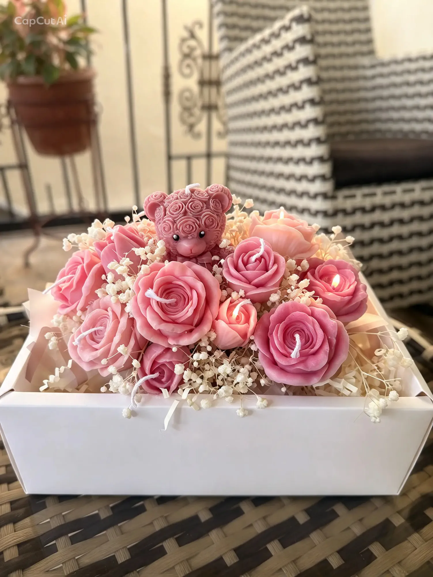Bouquet en Rosas y oso Velas - Image 4