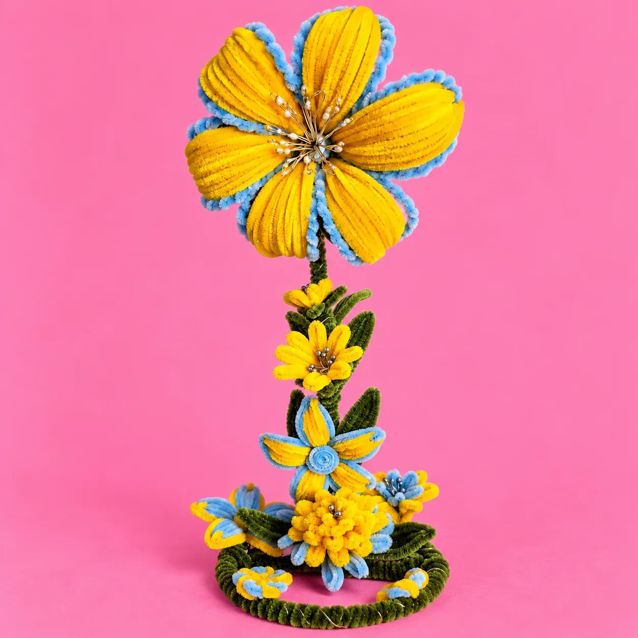 Handmade Yellow & Blue Floral Arrangement