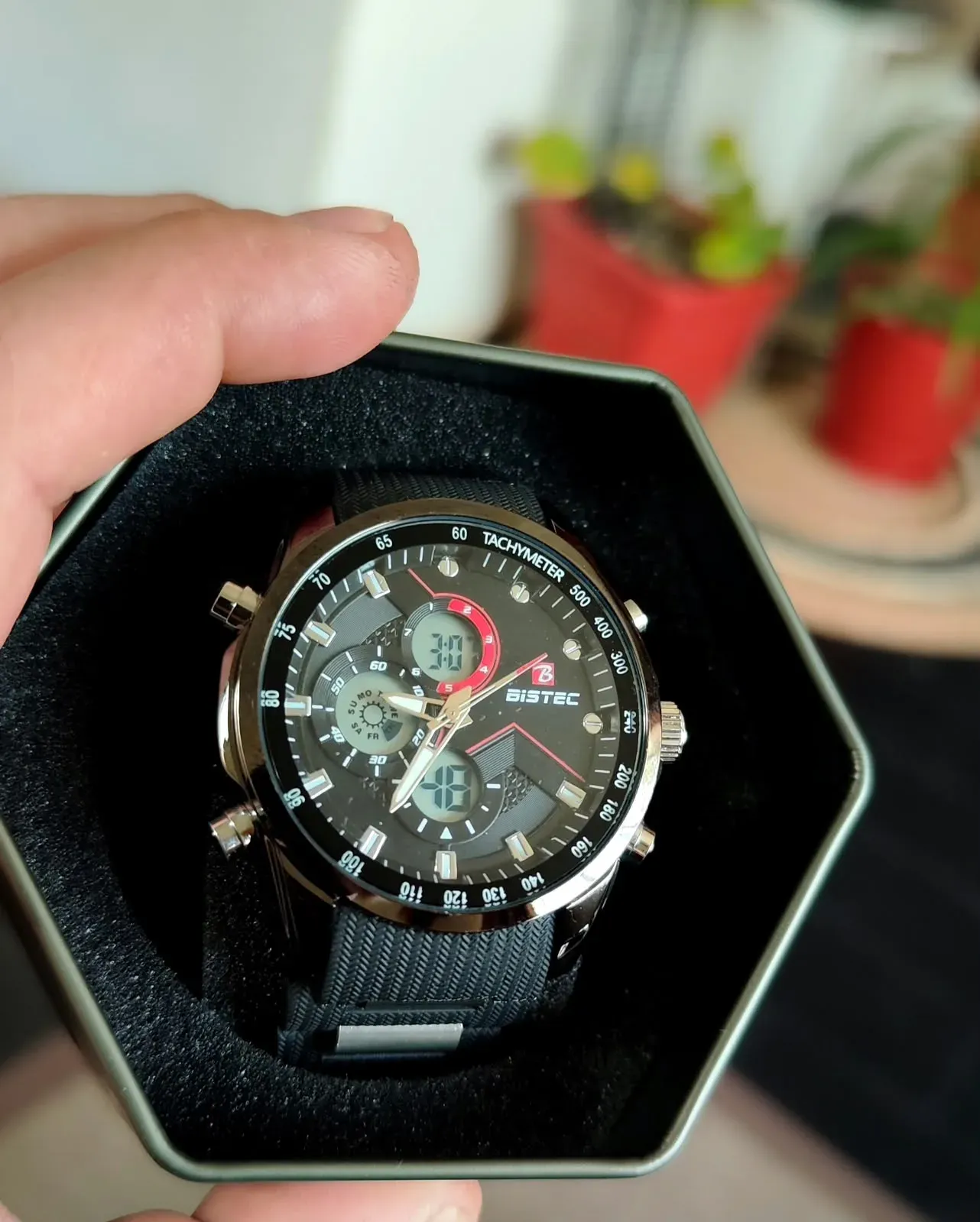 Reloj Bistec Dual Chrono Tachymeter – Correa de Resina Negra (Estilo Racing / Táctico)