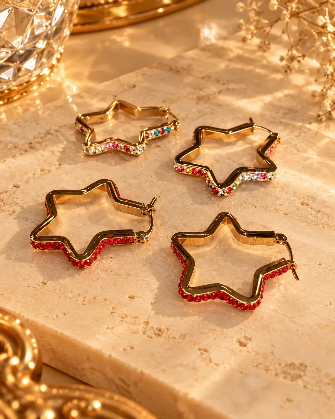 Aritos estrella con circon