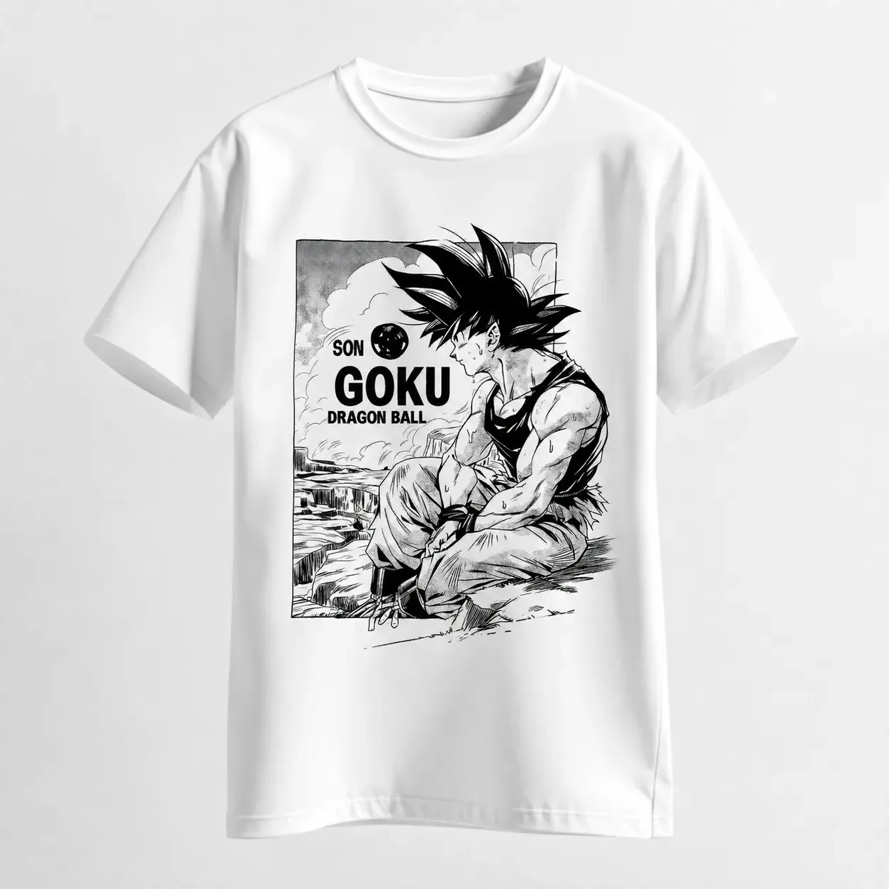 Camiseta blanca para hombre Son Goku Manga