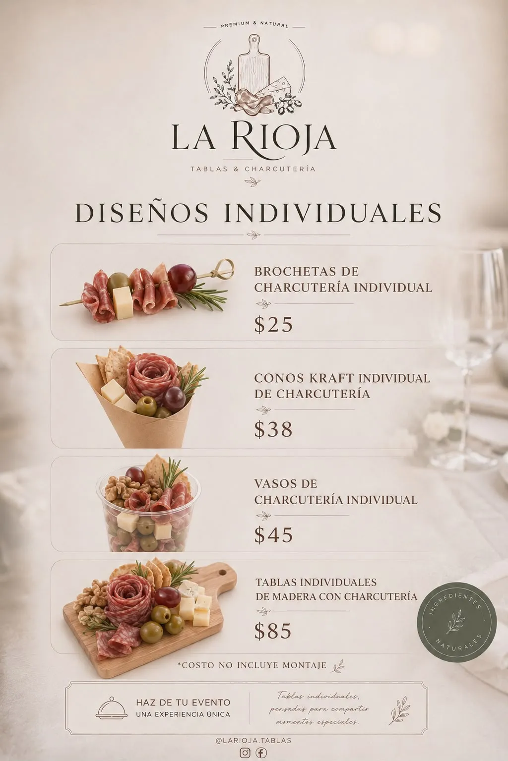 Barras de Charcutería con individuales.
