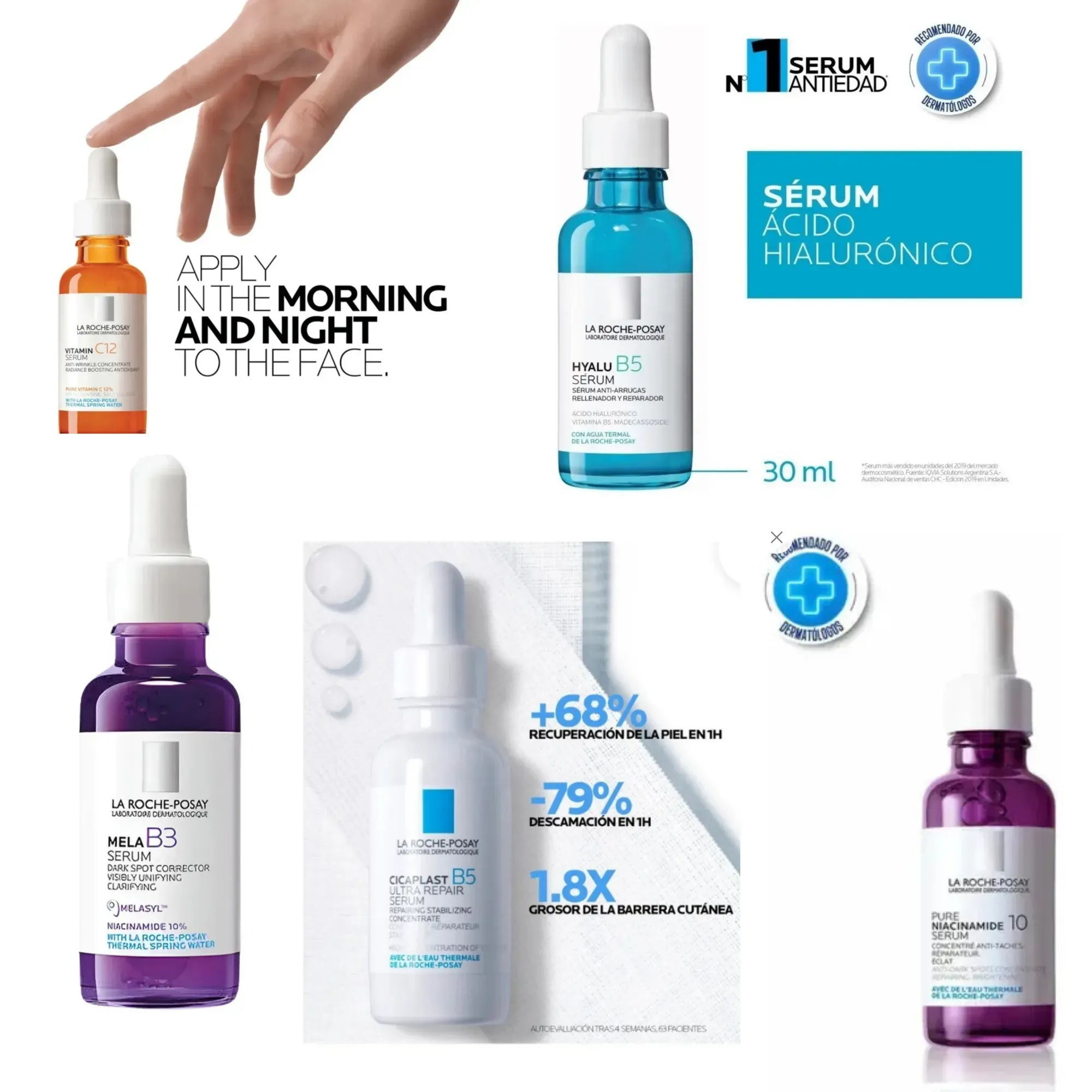 LA ROCHE POSAY SÉRUMS (Hyalu B5/Pure Vitamina C12/Mela B3/Pure Niacinamide 10/Cicaplast B5) - 30 mL - Image 2