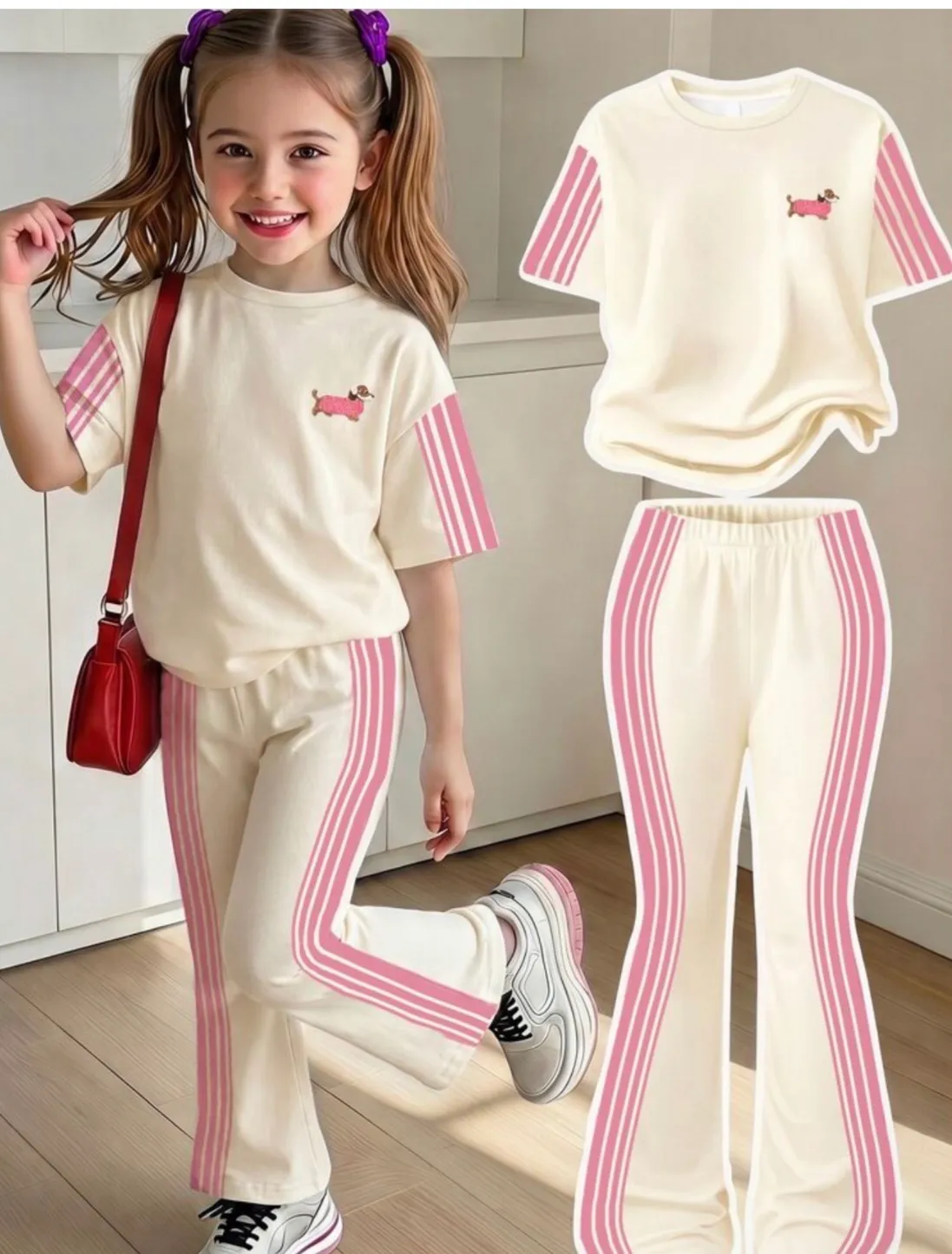 Conjunto de Camisa rayas rosadas