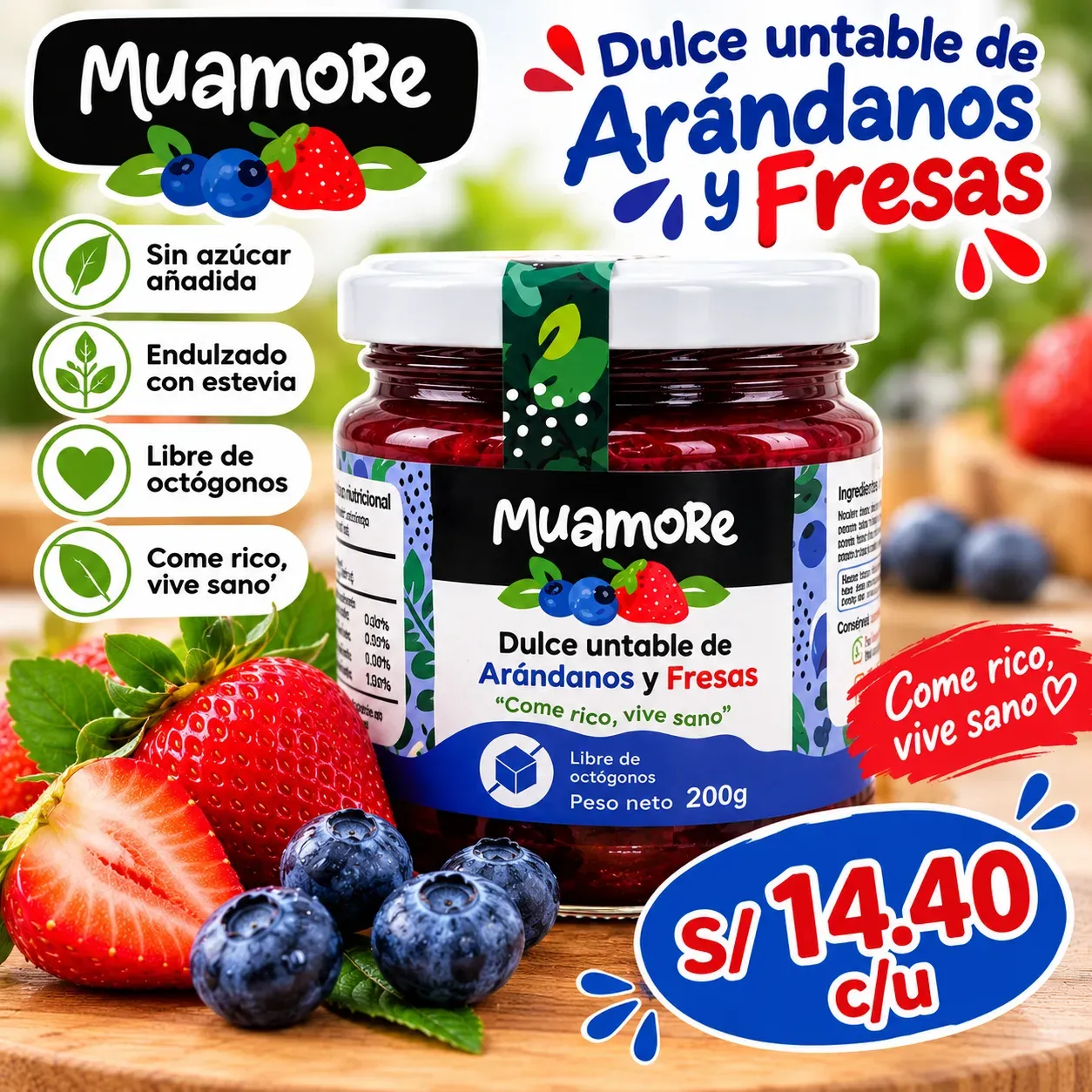 Mermelada Muamore Arándanos y Fresas