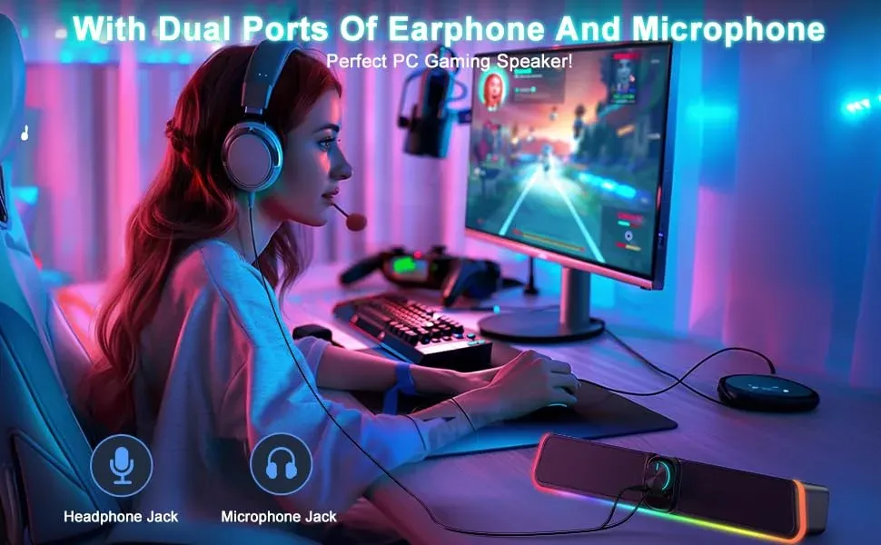 Barra de sonido de computadora Bluetooth con cable USB con RGB para Movil y PC - Image 4