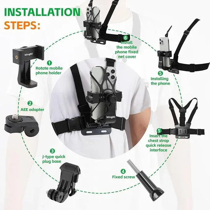 Soporte para teléfono en el pecho con correa de arnés para Iphone y Android - Image 5